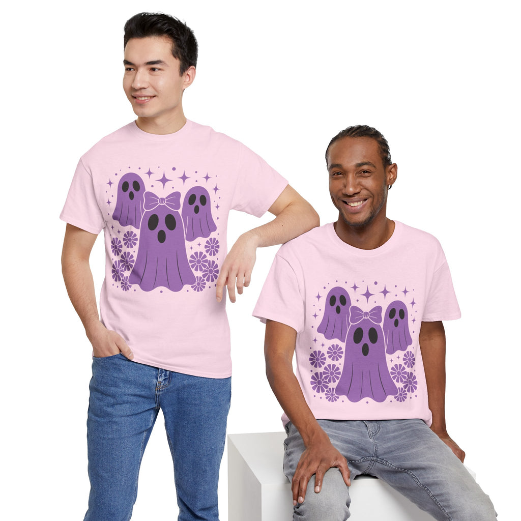 Purple Ghost Halloween Unisex Cotton Tee