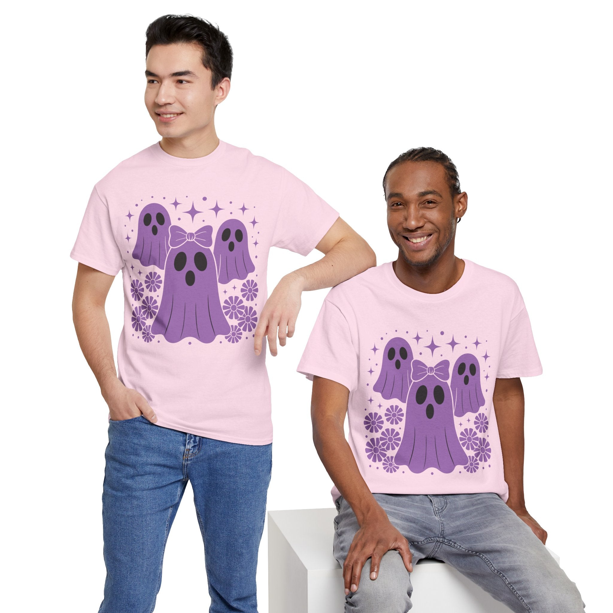 Purple Ghost Halloween Unisex Cotton Tee