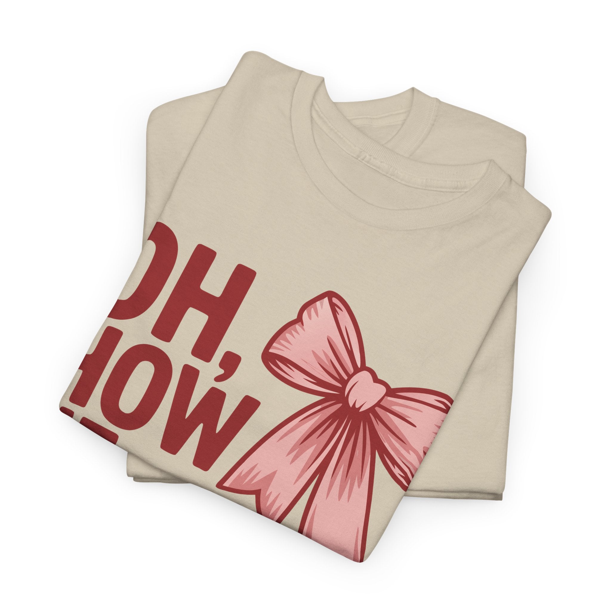 Oh, How He Loves Us Christian Valentine Tee — 1 John 4:10 Red & Pink Unisex Cotton Tee