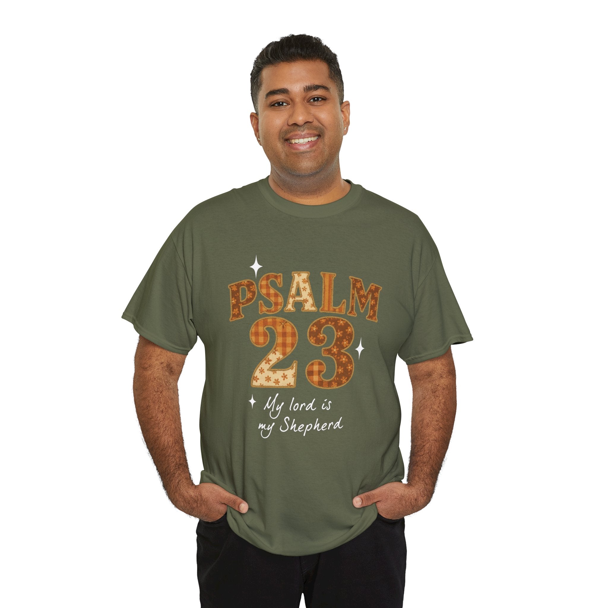 Psalm 23 Floral Tee — “My Lord Is My Shepherd” Stitched-Text Unisex Cotton Tee