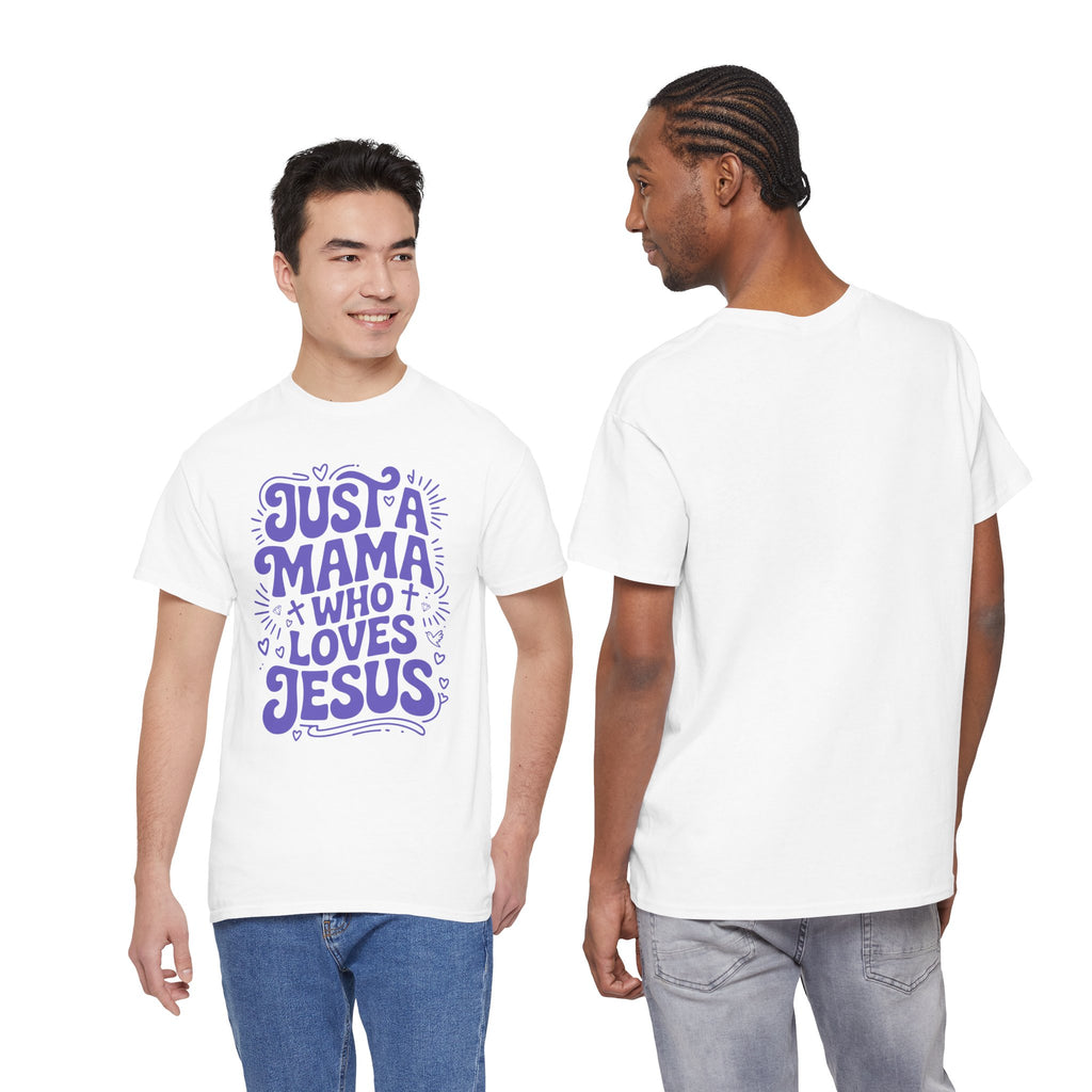 Mama Who Loves Jesus T-Shirt — Bright Green Bubbly Faith Unisex Cotton Tee
