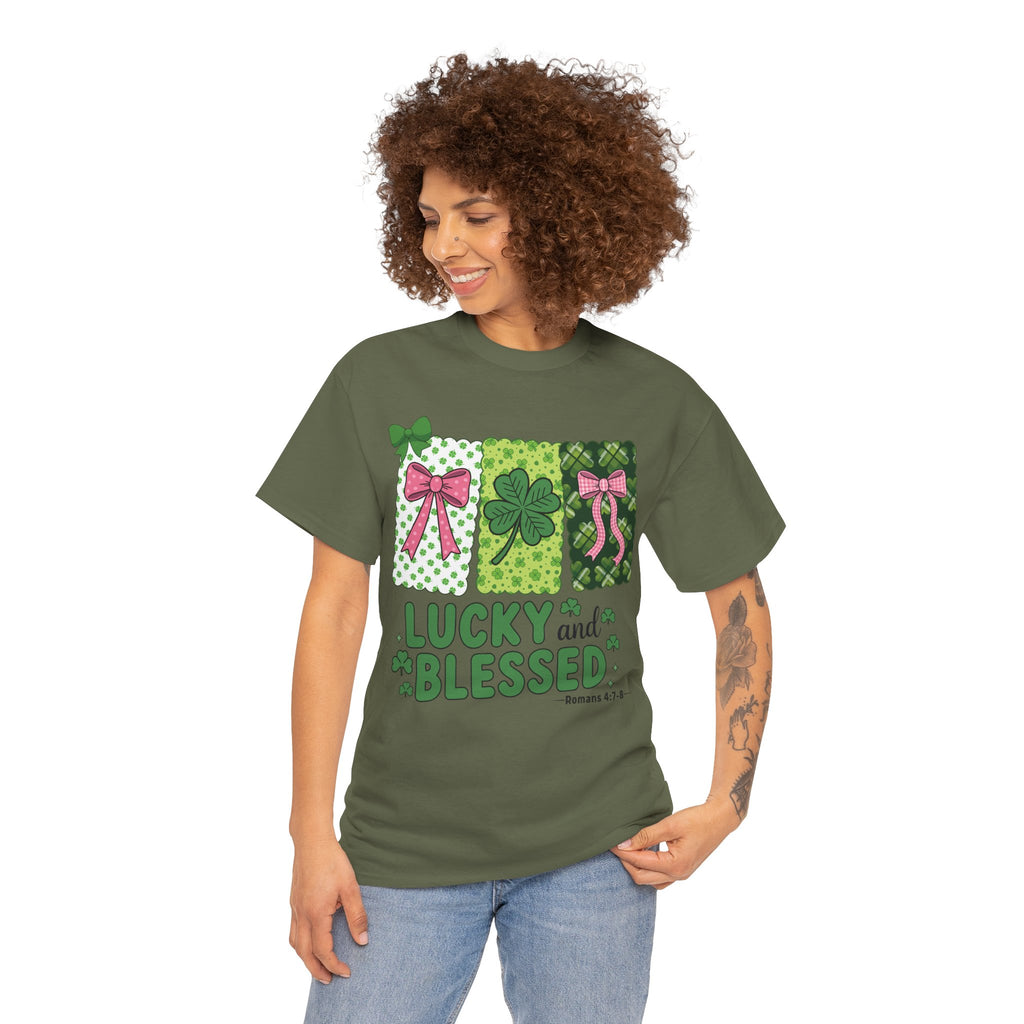 Lucky and Blessed Clover Unisex Cotton Tee