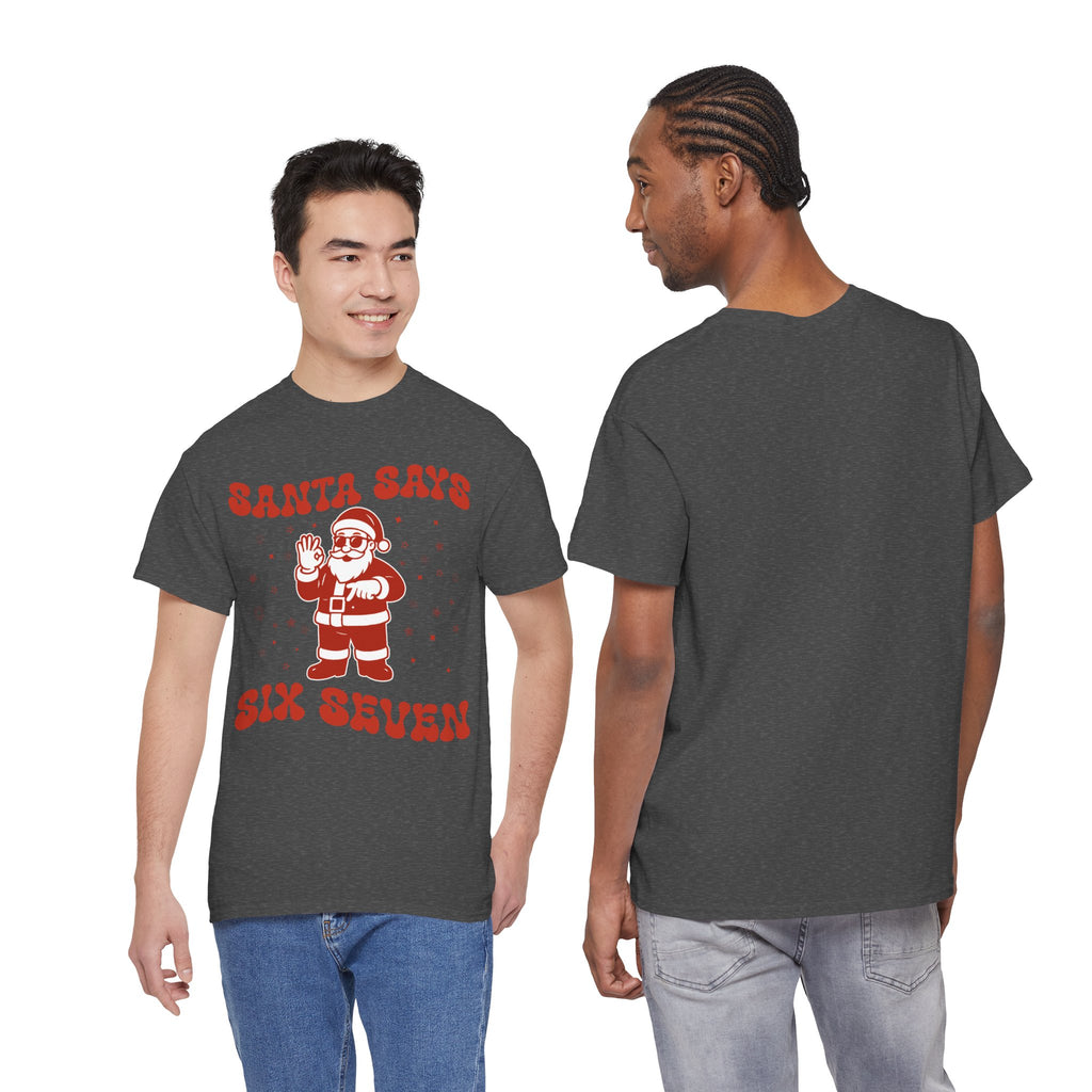 Retro 'Santa Says Six Seven' Christmas Unisex Cotton Tee