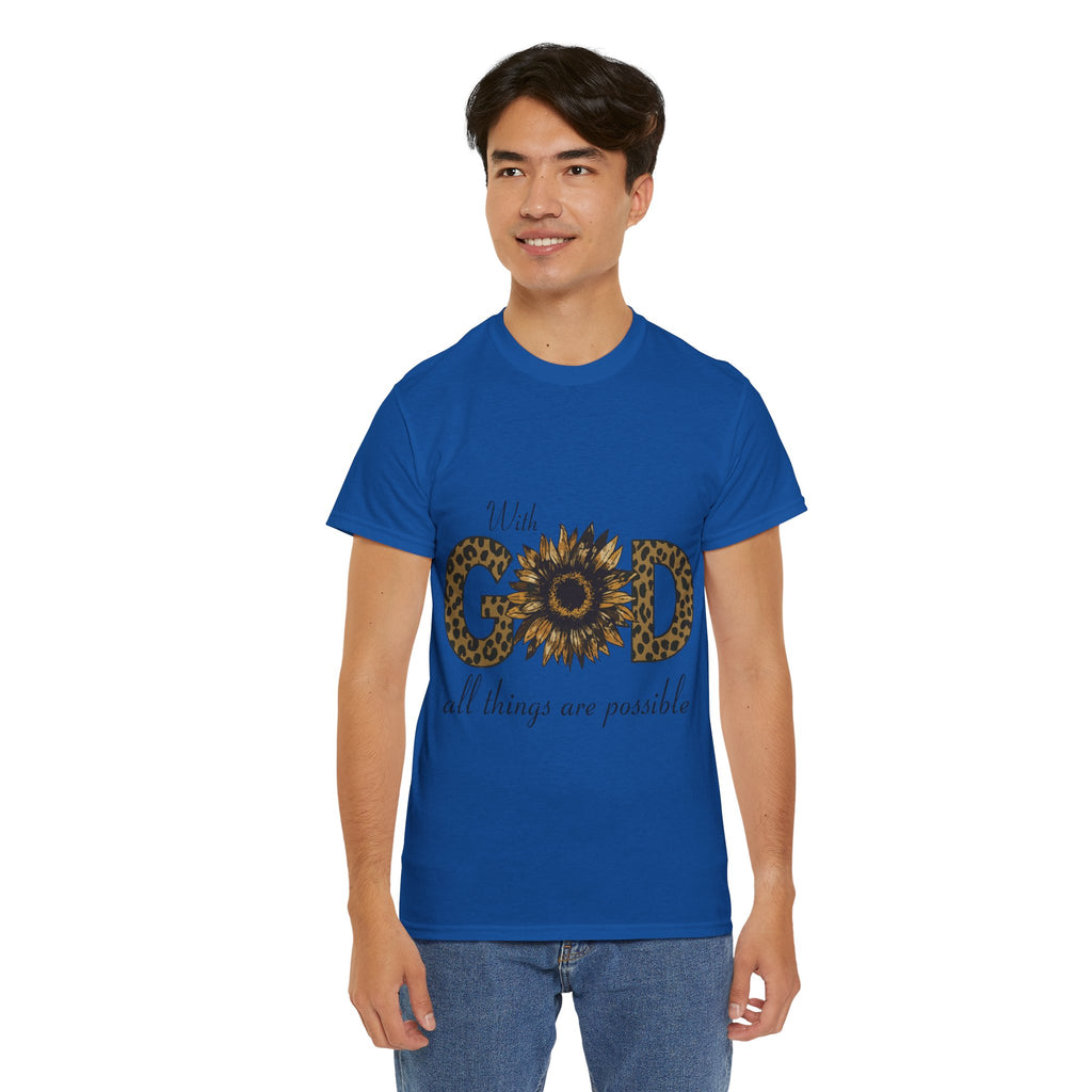 GOD Leopard Print Sunflower Unisex Cotton Tee
