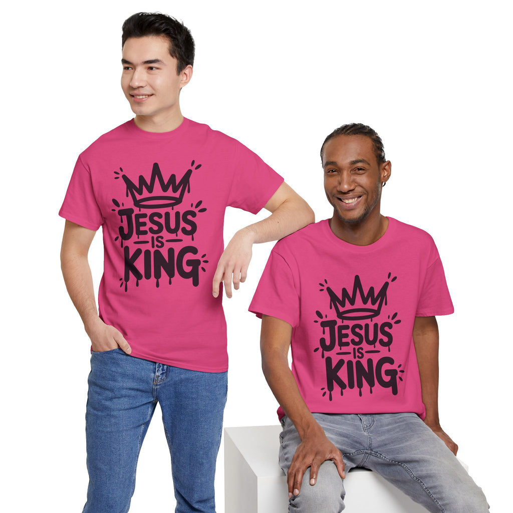 Jesus Is King Crown T-Shirt — Minimalist Christian Unisex Cotton Tee