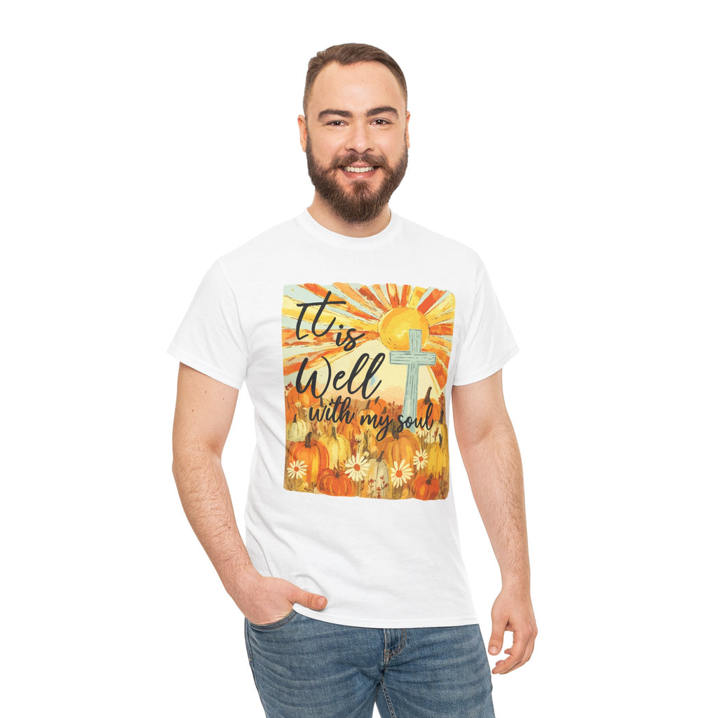 It Is Well With My Soul Pumpkin Sunrise Unisex Cotton T-Shirt