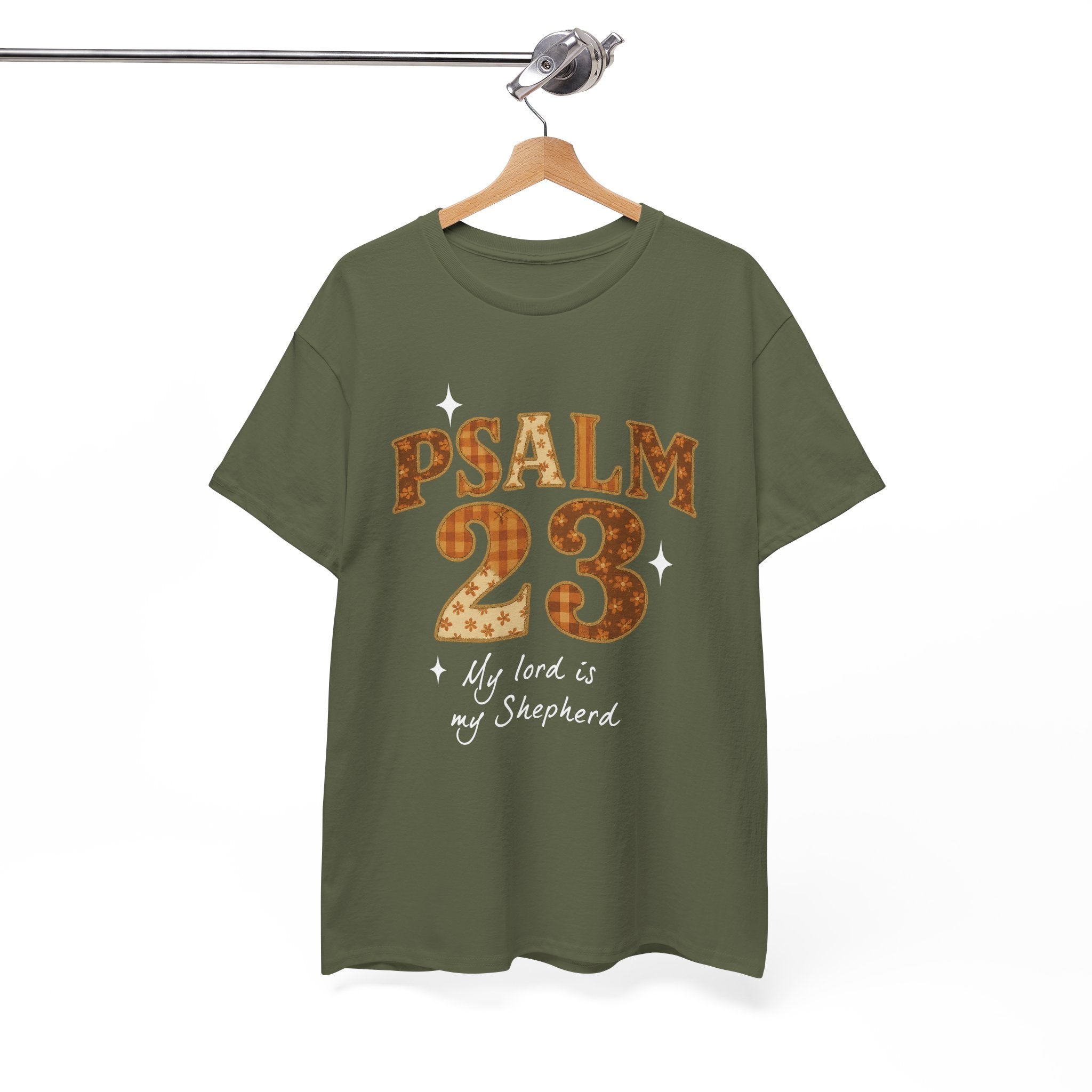 Psalm 23 Floral Tee — “My Lord Is My Shepherd” Stitched-Text Unisex Cotton Tee