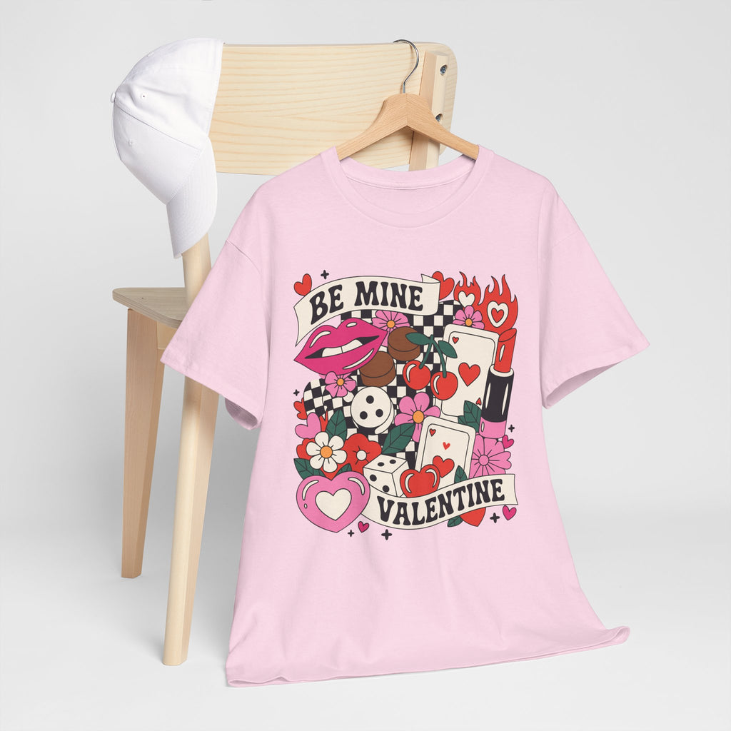 Be Mine Valentine Pop-Art Tee — Lips, Cherries & Retro Valentine Collage...Unisex Cotton Tee