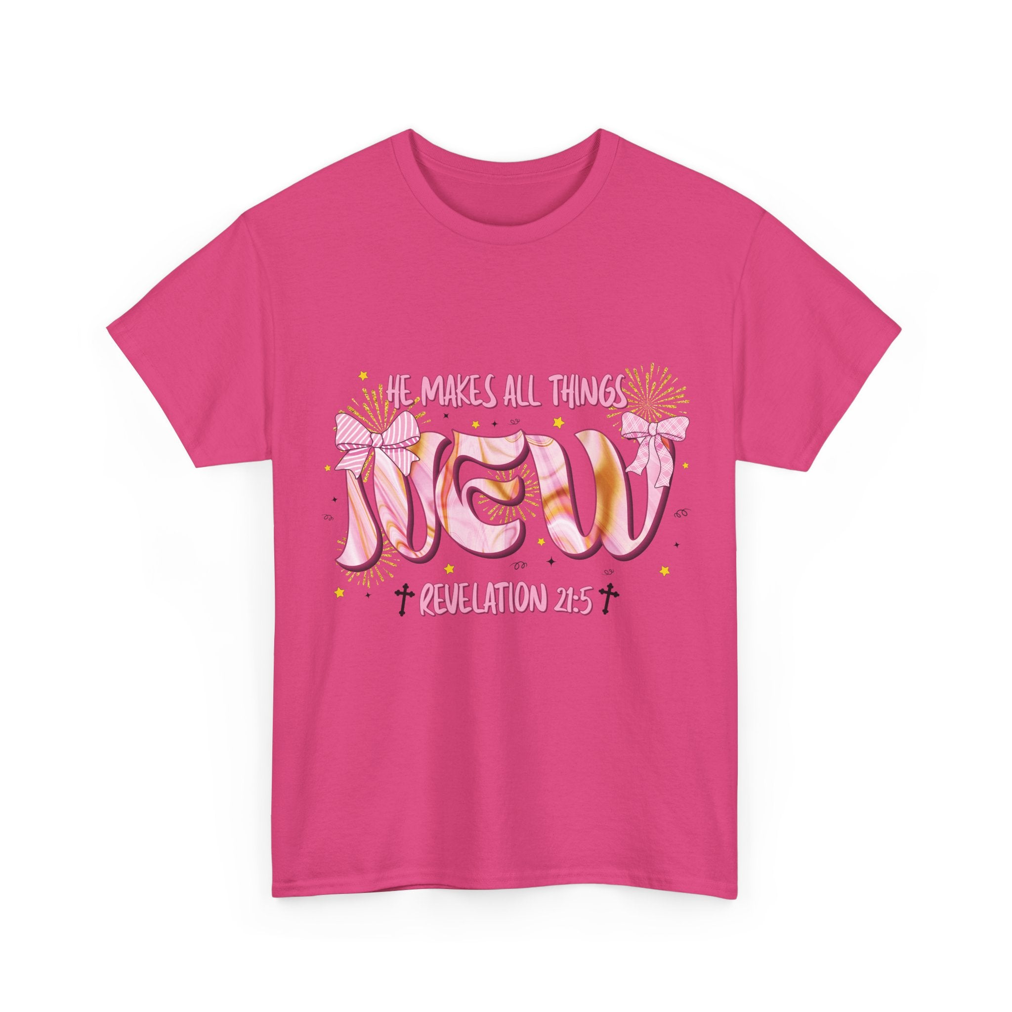 Christian Marble Tee — “He Makes All Things New” (Revelation 21:5)... Unisex Cotton Tee