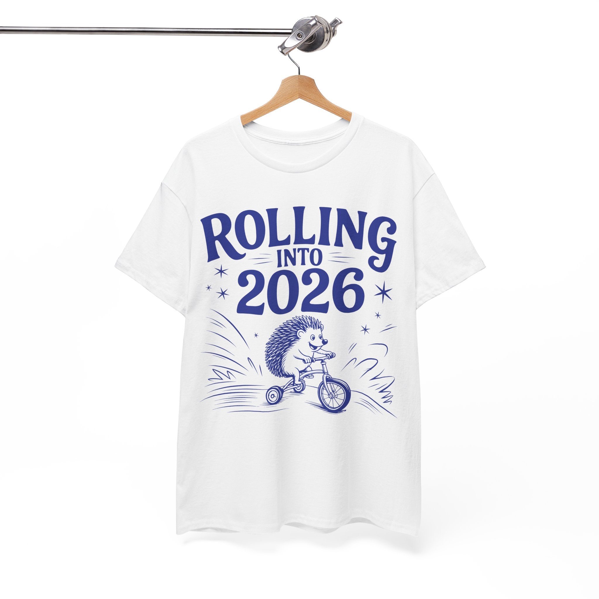 Rolling Into 2026 Hedgehog Tricycle Unisex Cotton Tee