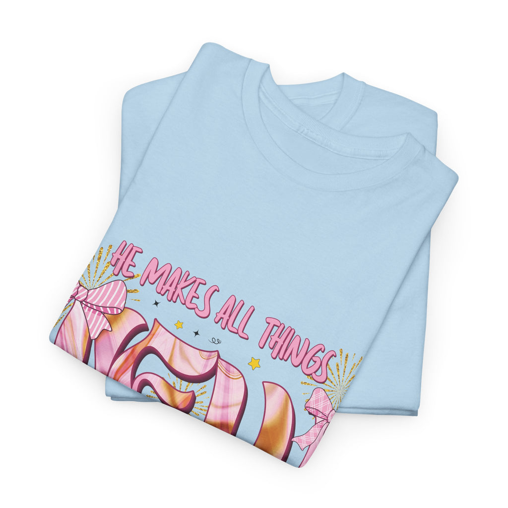 Christian Marble Tee — “He Makes All Things New” (Revelation 21:5)... Unisex Cotton Tee