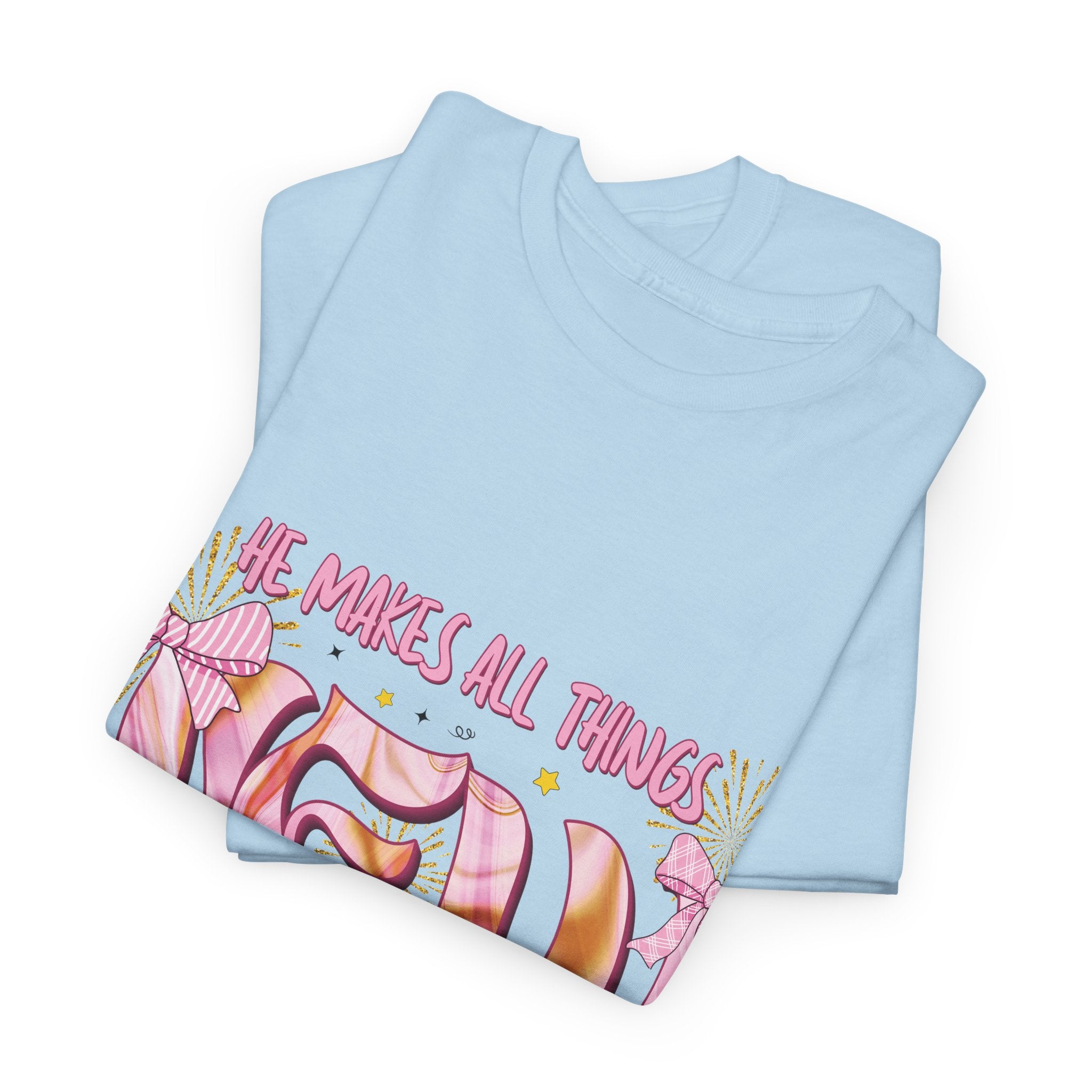 Christian Marble Tee — “He Makes All Things New” (Revelation 21:5)... Unisex Cotton Tee
