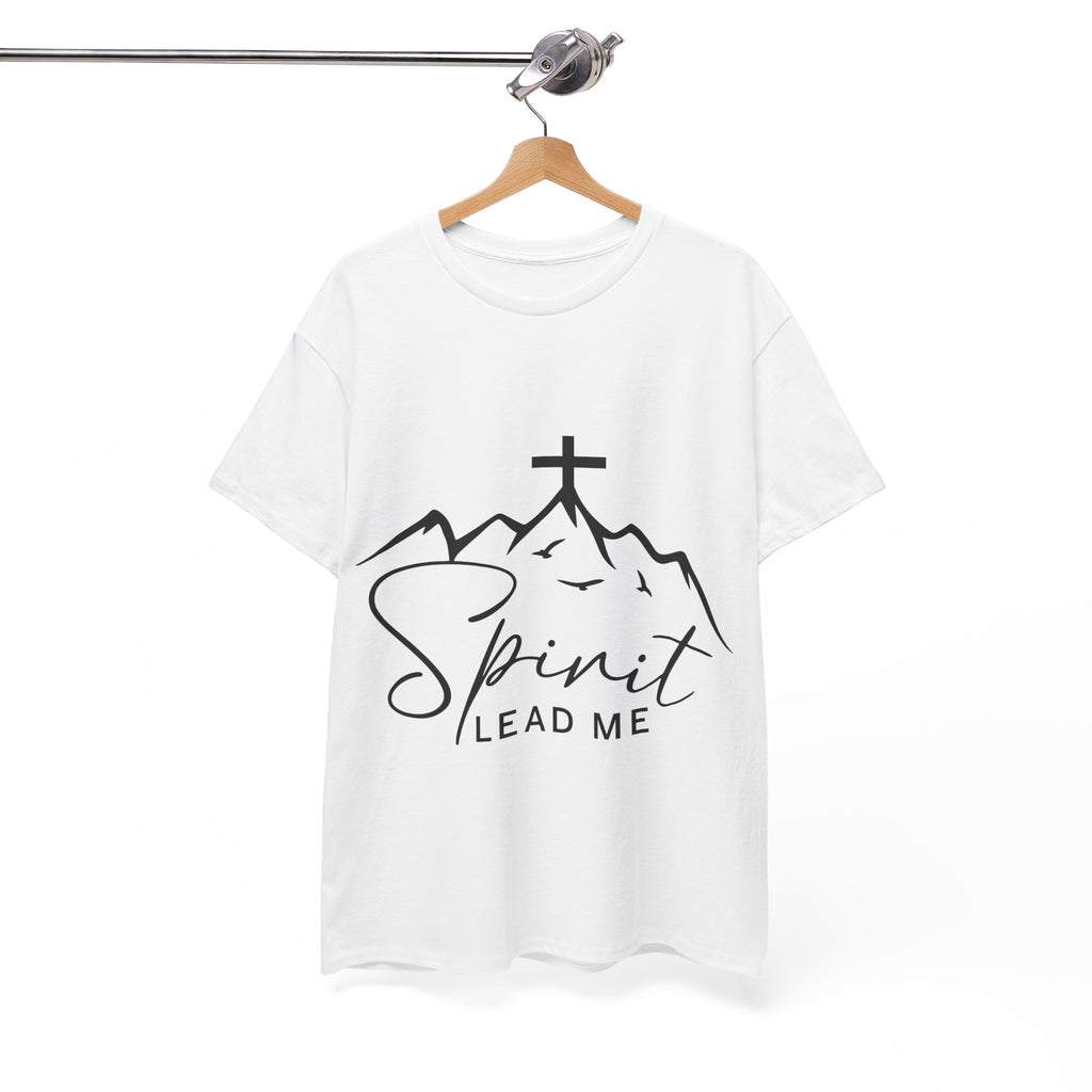 Spirit Lead Me Christian T‑Shirt — Minimalist Cross Unisex Cotton Tee