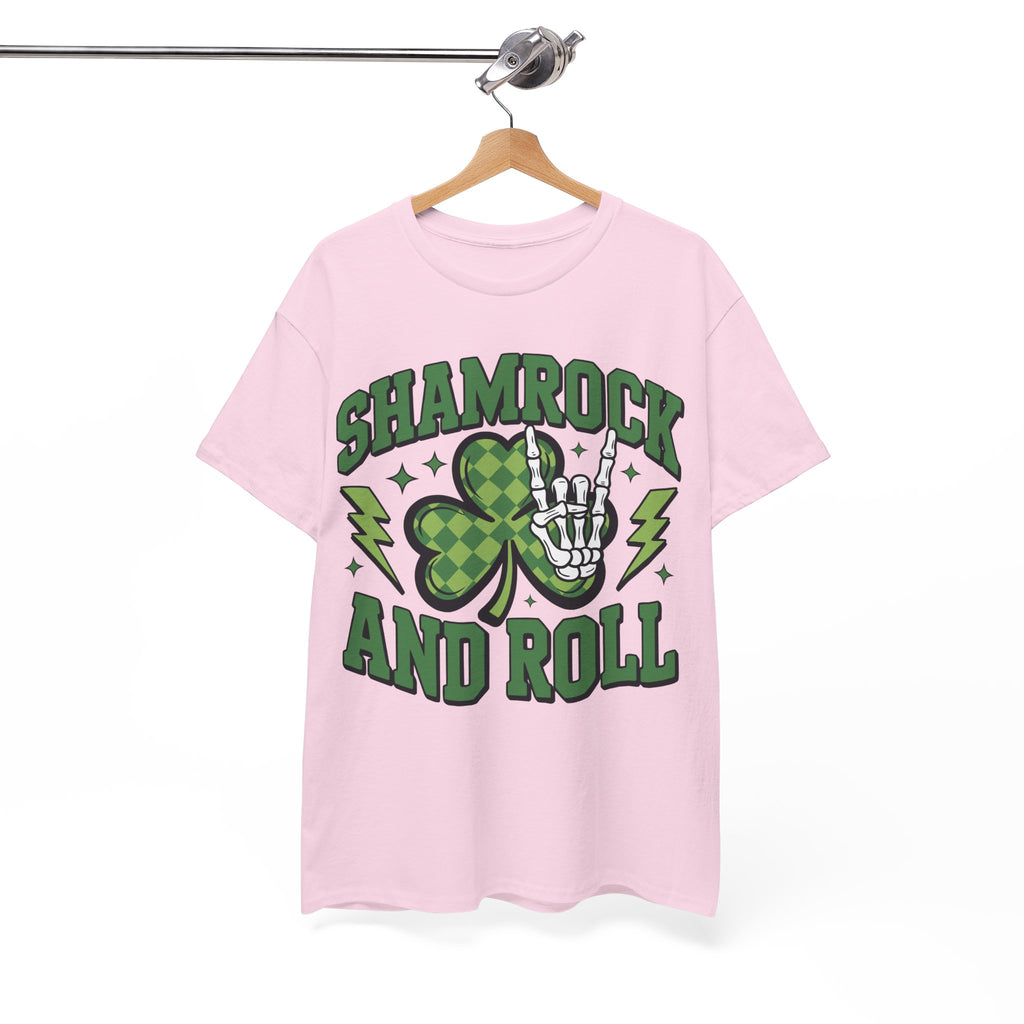Shamrock and Roll Tee — Skeleton Hand & Lightning St. Patrick’s Rock Unisex Cotton Shirt