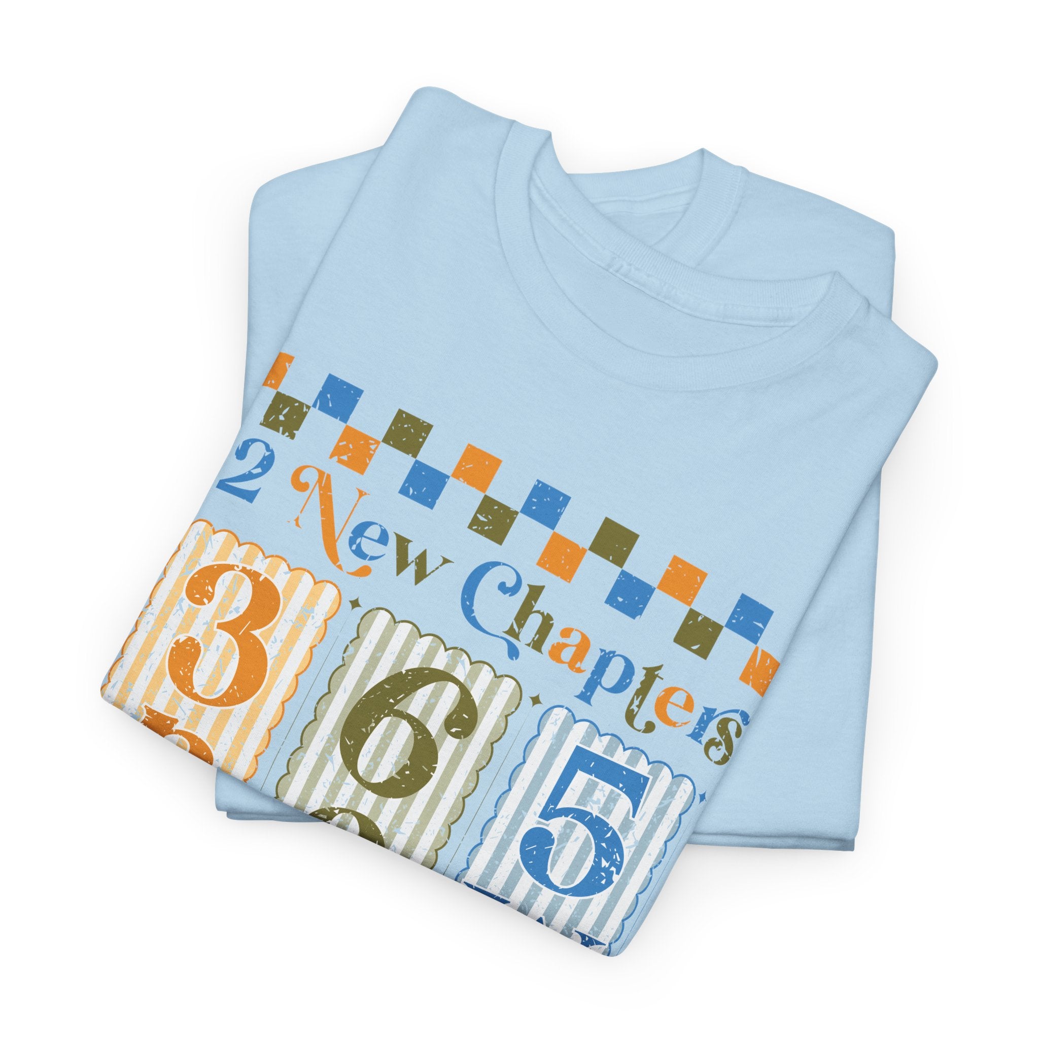 Retro '12 New Chapters, 365 New Chances' T-Shirt — Colorful Distressed Vintage Unisex Cotton Tee