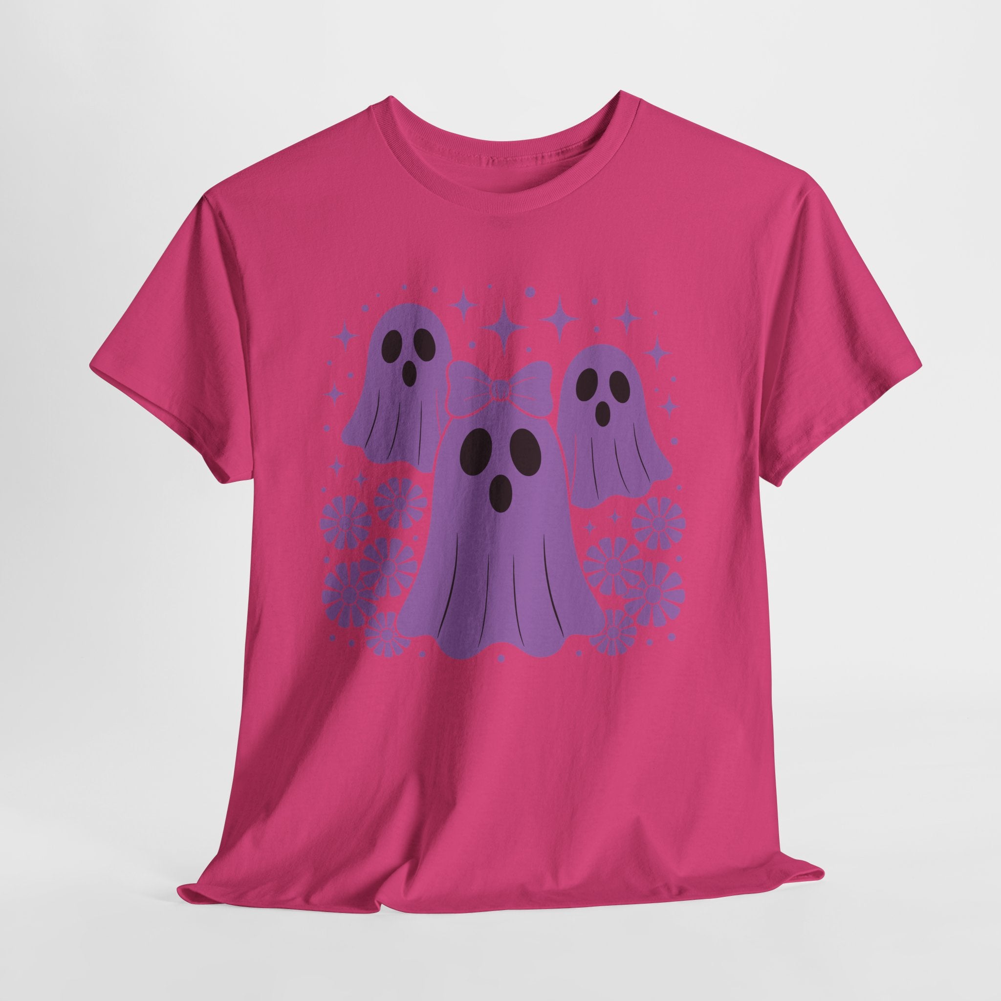 Purple Ghost Halloween Unisex Cotton Tee