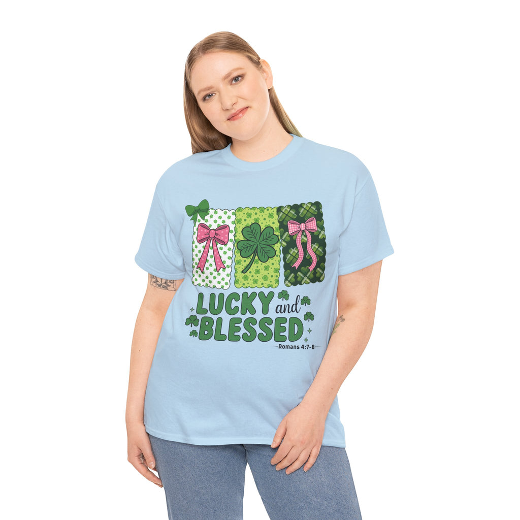 Lucky and Blessed Clover Unisex Cotton Tee