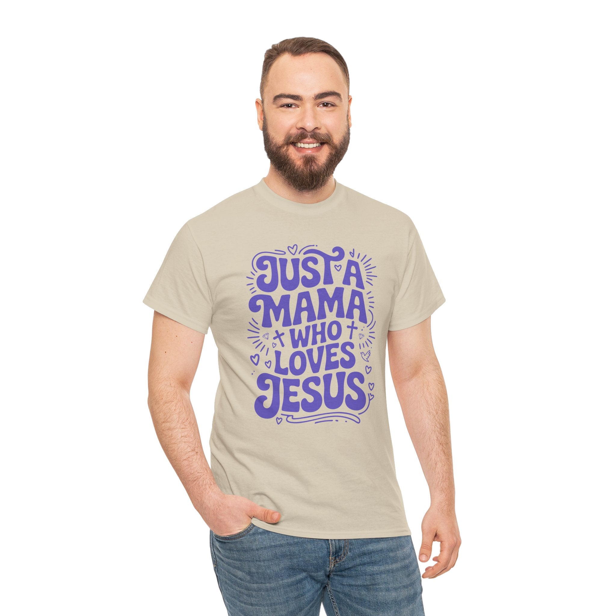 Mama Who Loves Jesus T-Shirt — Bright Green Bubbly Faith Unisex Cotton Tee
