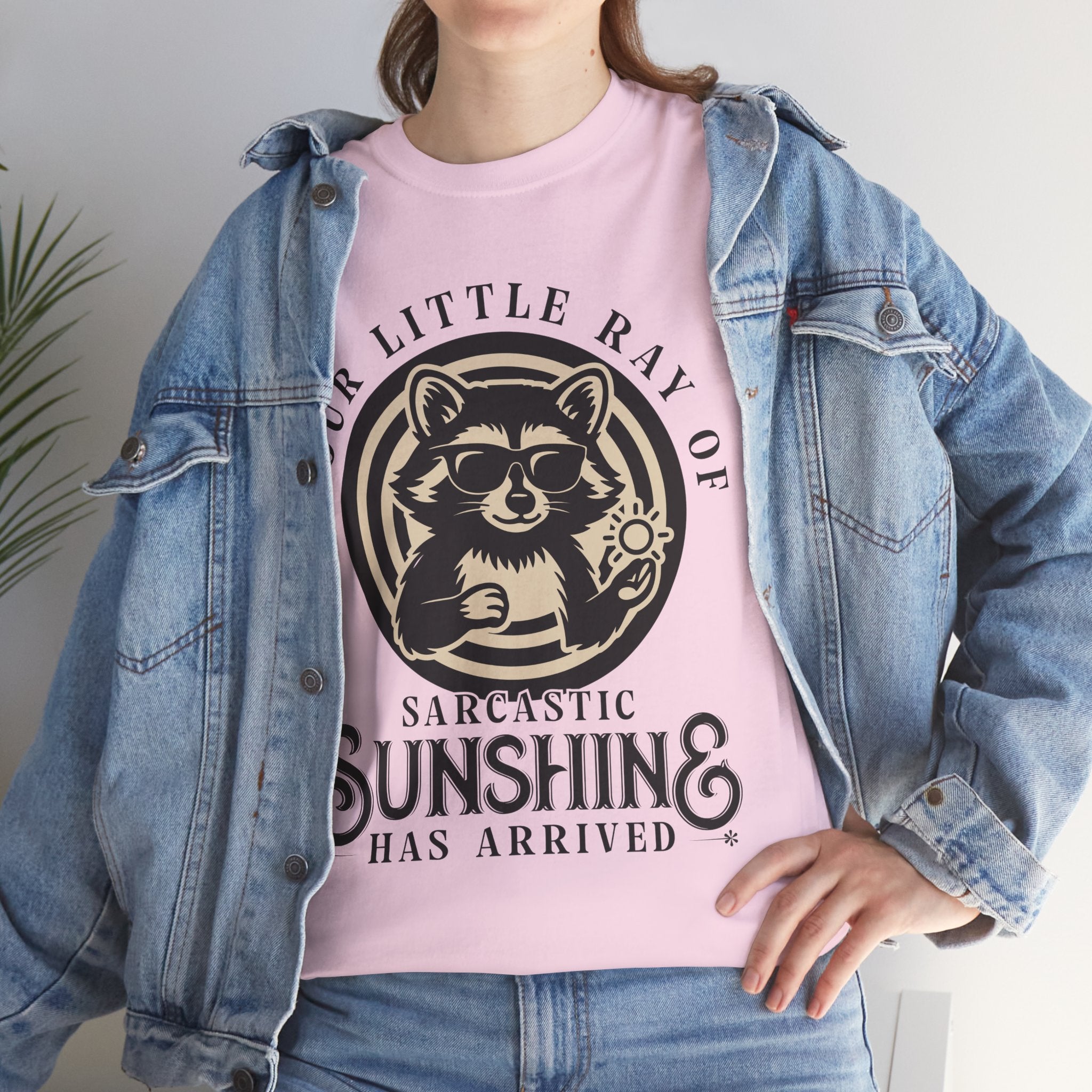 Cool Raccoon Sunglasses T-Shirt — Raccoon Holding Sun Graphic Unisex Cotton Tee