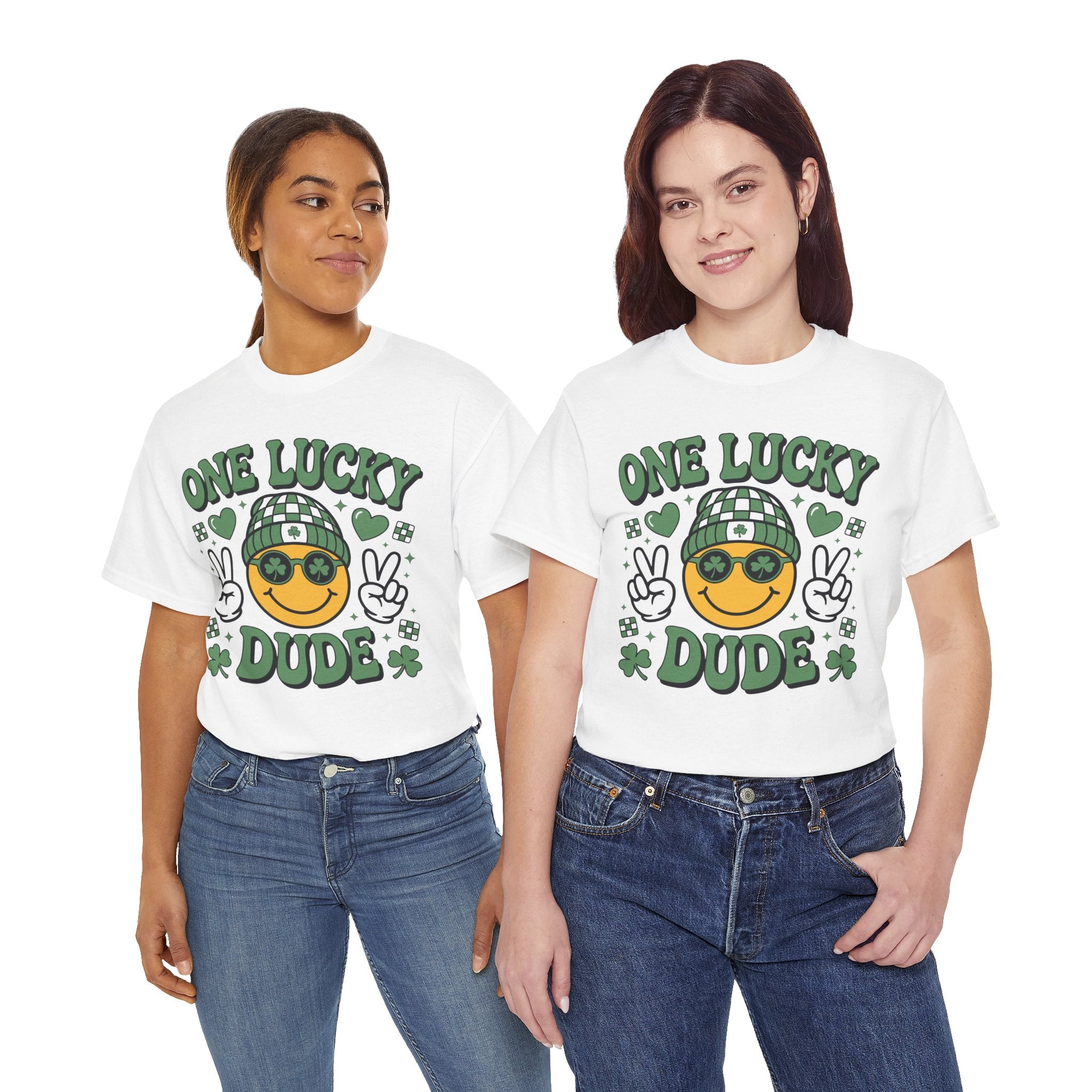 One Lucky Dude Shamrock Tee — St. Patrick's Day Smiley Unisex Cotton Tshirt