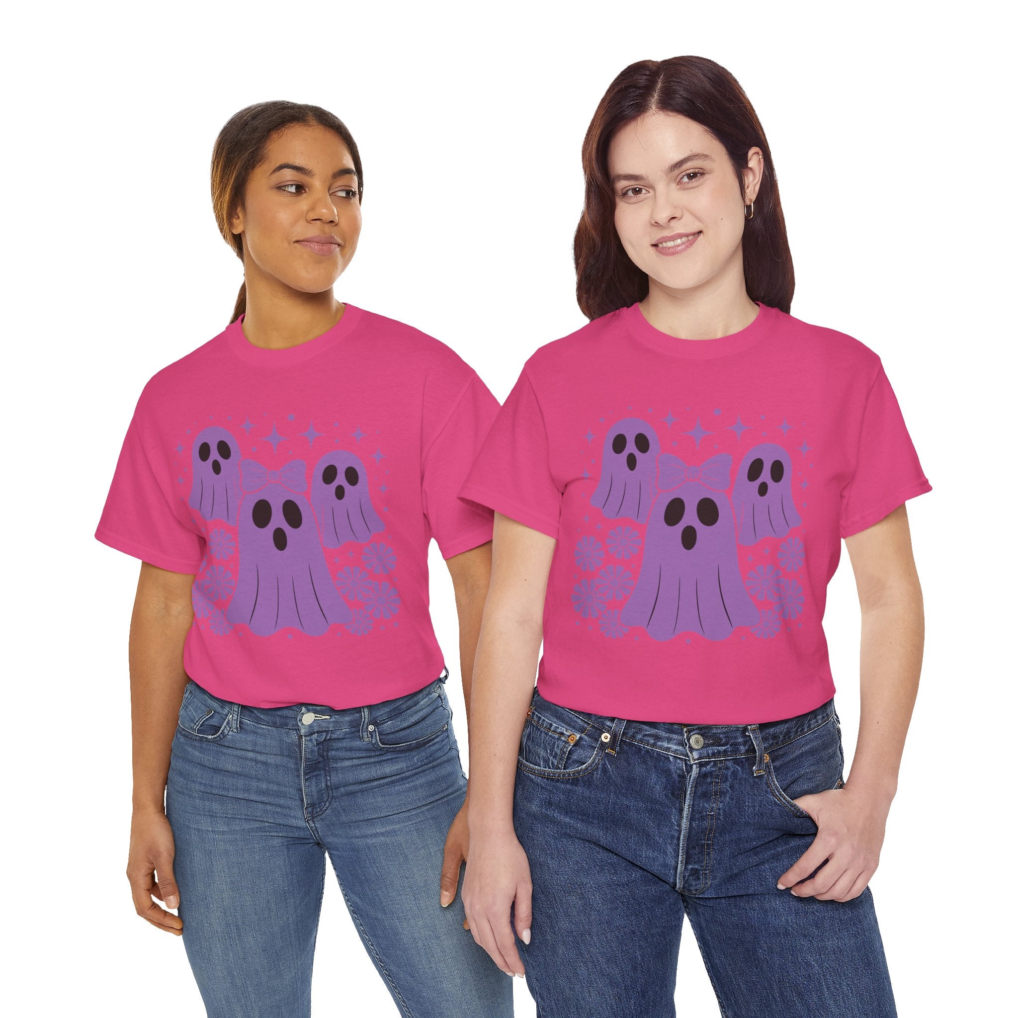 Purple Ghost Halloween Unisex Cotton Tee