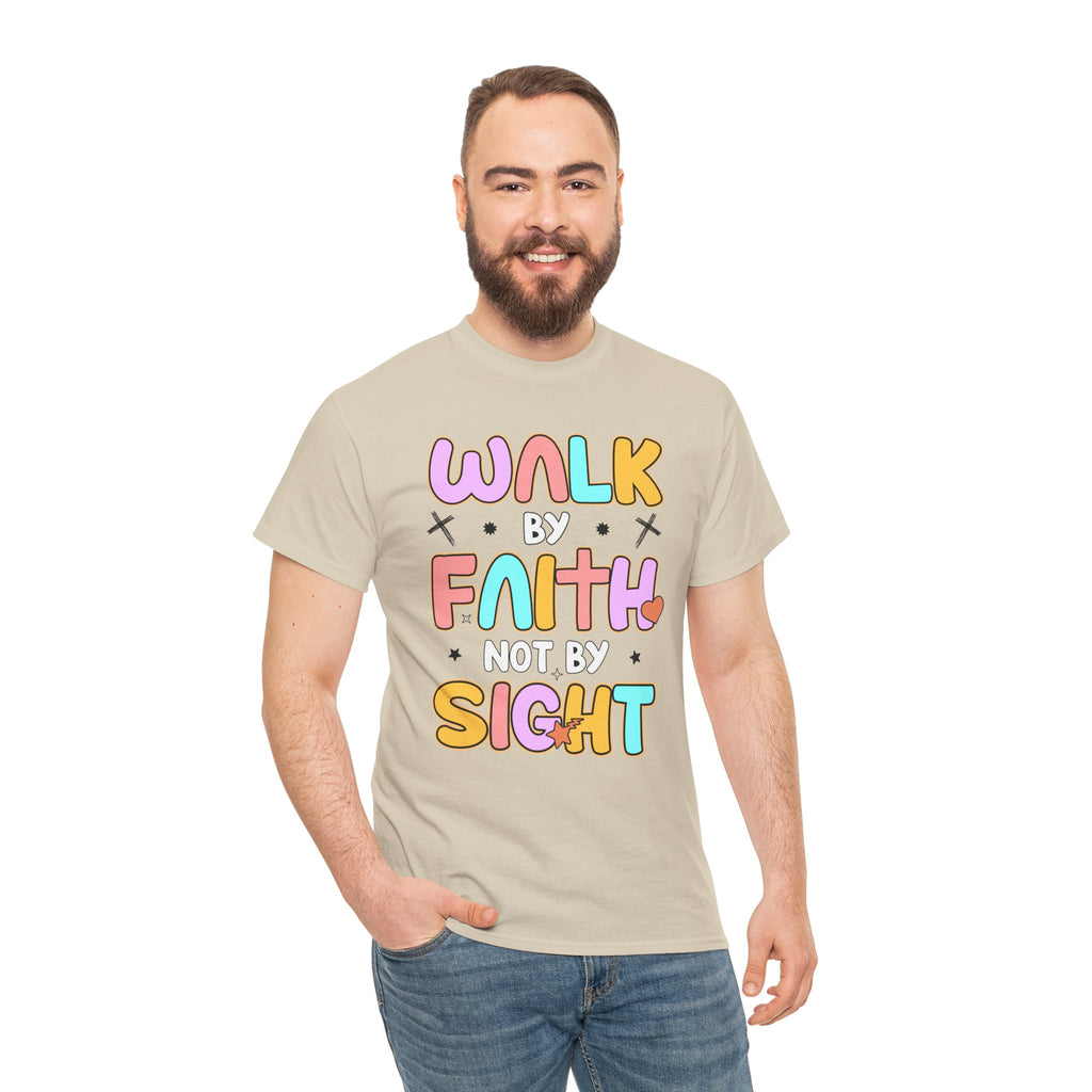 Walk by Faith Not by Sight T-Shirt — Pastel Christian Faith Unisex Cotton Tee