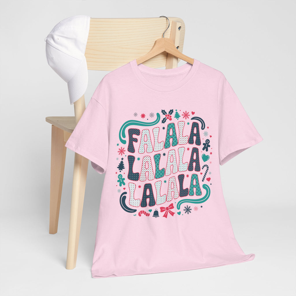 Fa La La La La Christmas T-Shirt — Festive Candy Cane & Gingerbread Holiday Unisex Cotton Tee