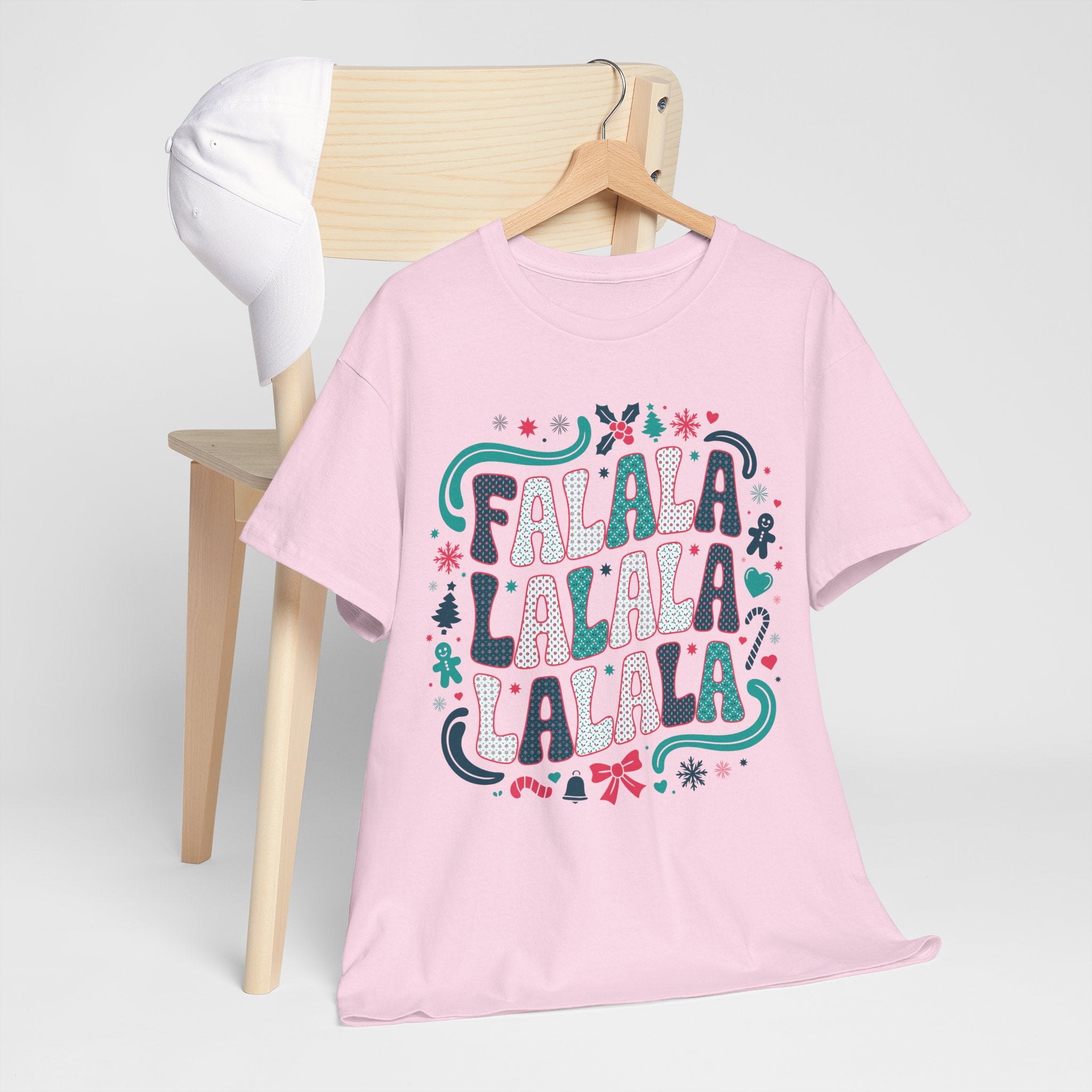 Fa La La La La Christmas T-Shirt — Festive Candy Cane & Gingerbread Holiday Unisex Cotton Tee