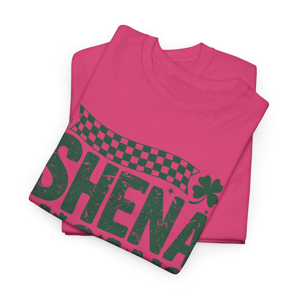 Shenanigans Clover Tee — Bright Green St. Patrick’s Day Shirt with Checkered Flag Unisex Cotton Tee