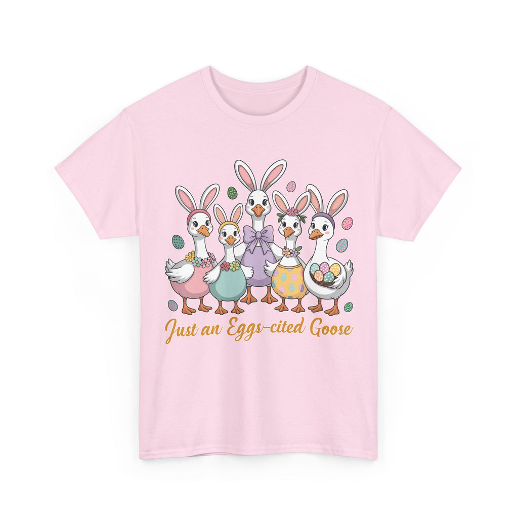 Just an Eggs-cited Goose Easter Tee — Funny Geese in Bunny Ears Unisex Cotton Tee