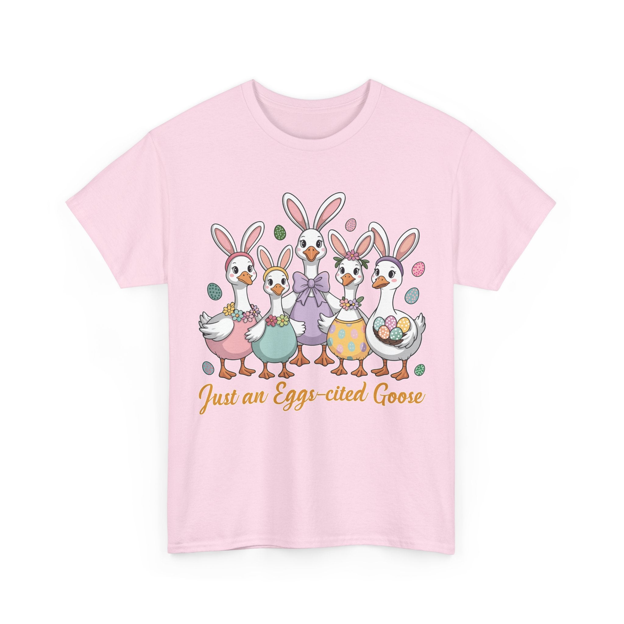 Just an Eggs-cited Goose Easter Tee — Funny Geese in Bunny Ears Unisex Cotton Tee