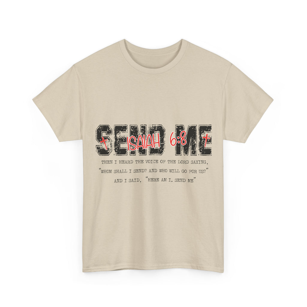 Here I Am Send Me Isaiah 6:8 T-Shirt — Christian Cross Graphic Unisex Cotton Tee