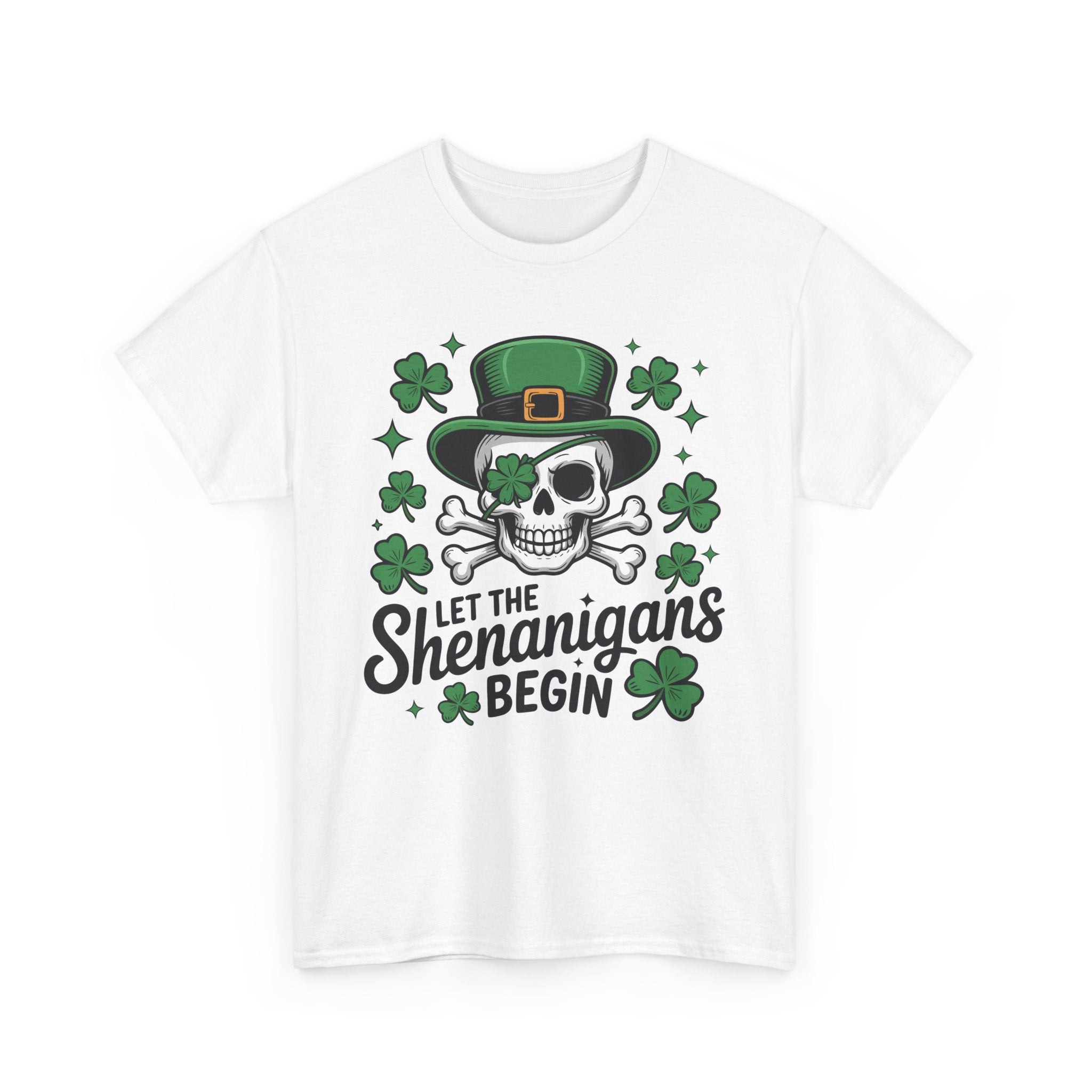 Let the Shenanigans Begin — Leprechaun Skull Unisex Cotton T-Shirt