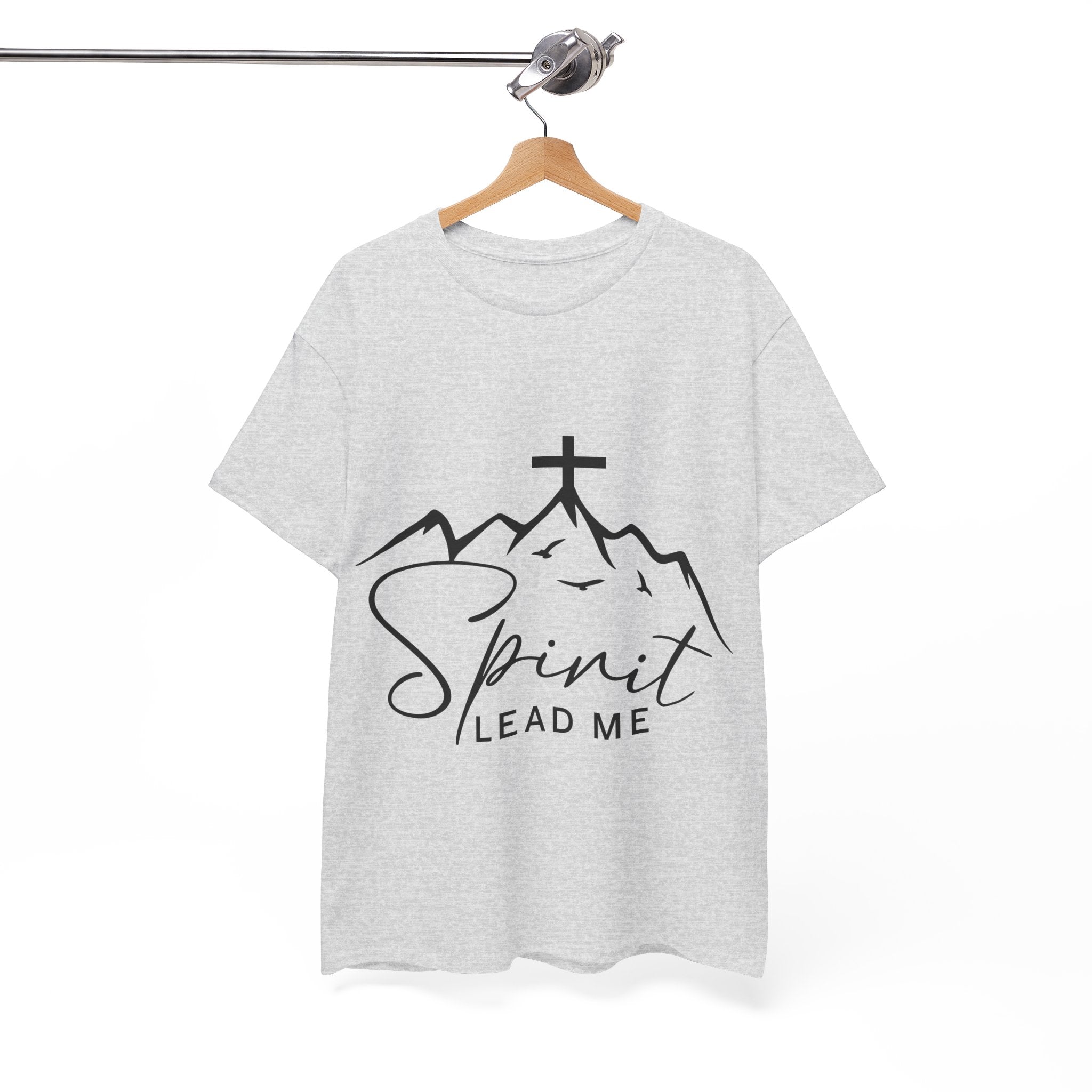 Spirit Lead Me Christian T‑Shirt — Minimalist Cross Unisex Cotton Tee