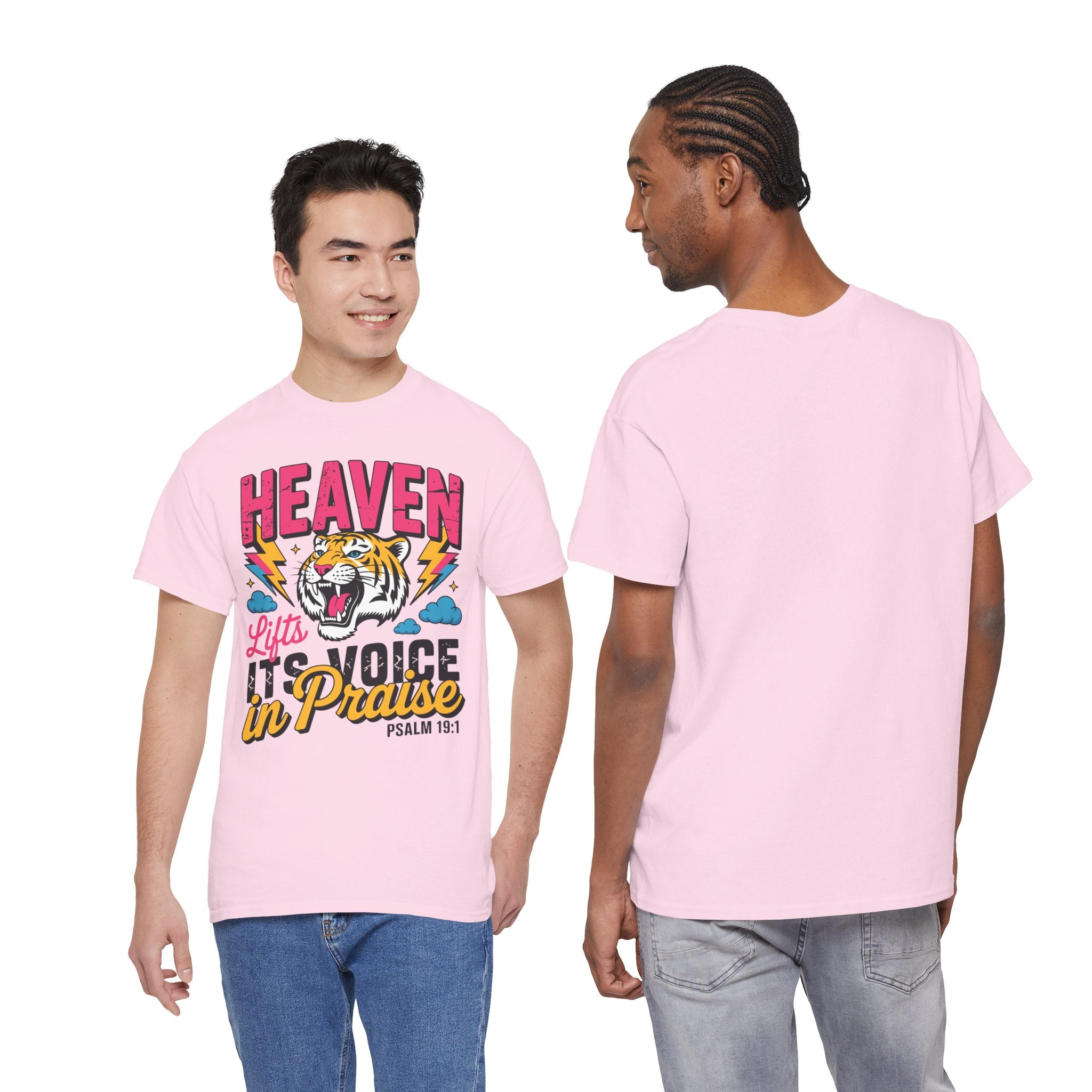Psalm 19:1 Tiger Praise T-Shirt — Bold Christian Roaring Tiger Graphic.Unisex Cotton Tee
