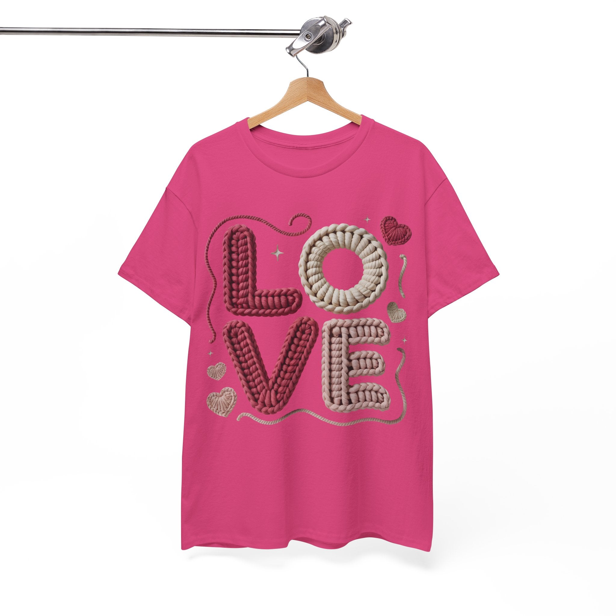 LOVE Faux Yarn Heart Unisex Cotton Tee