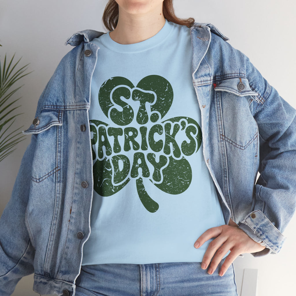 St. Patrick's Day Shamrock Tee — Retro Bubble Lettering Unisex Cotton Tee