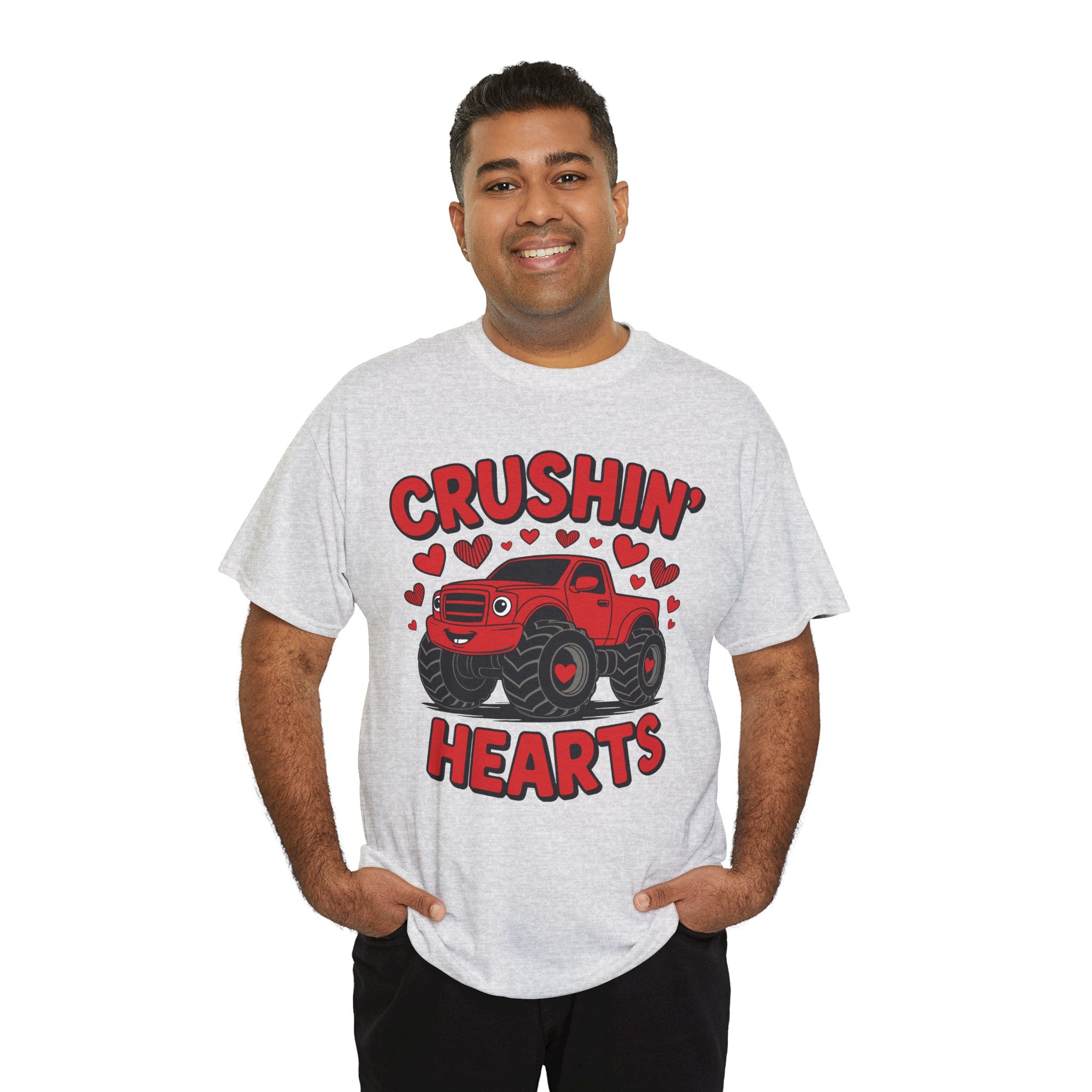 Crushin’ Hearts Valentine Monster Truck Unisex Cotton Tee