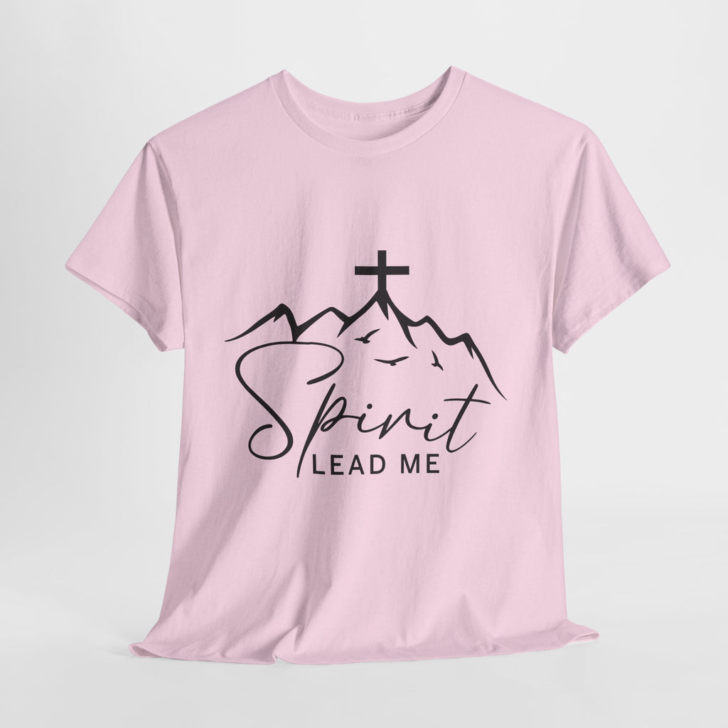 Spirit Lead Me Christian T‑Shirt — Minimalist Cross Unisex Cotton Tee