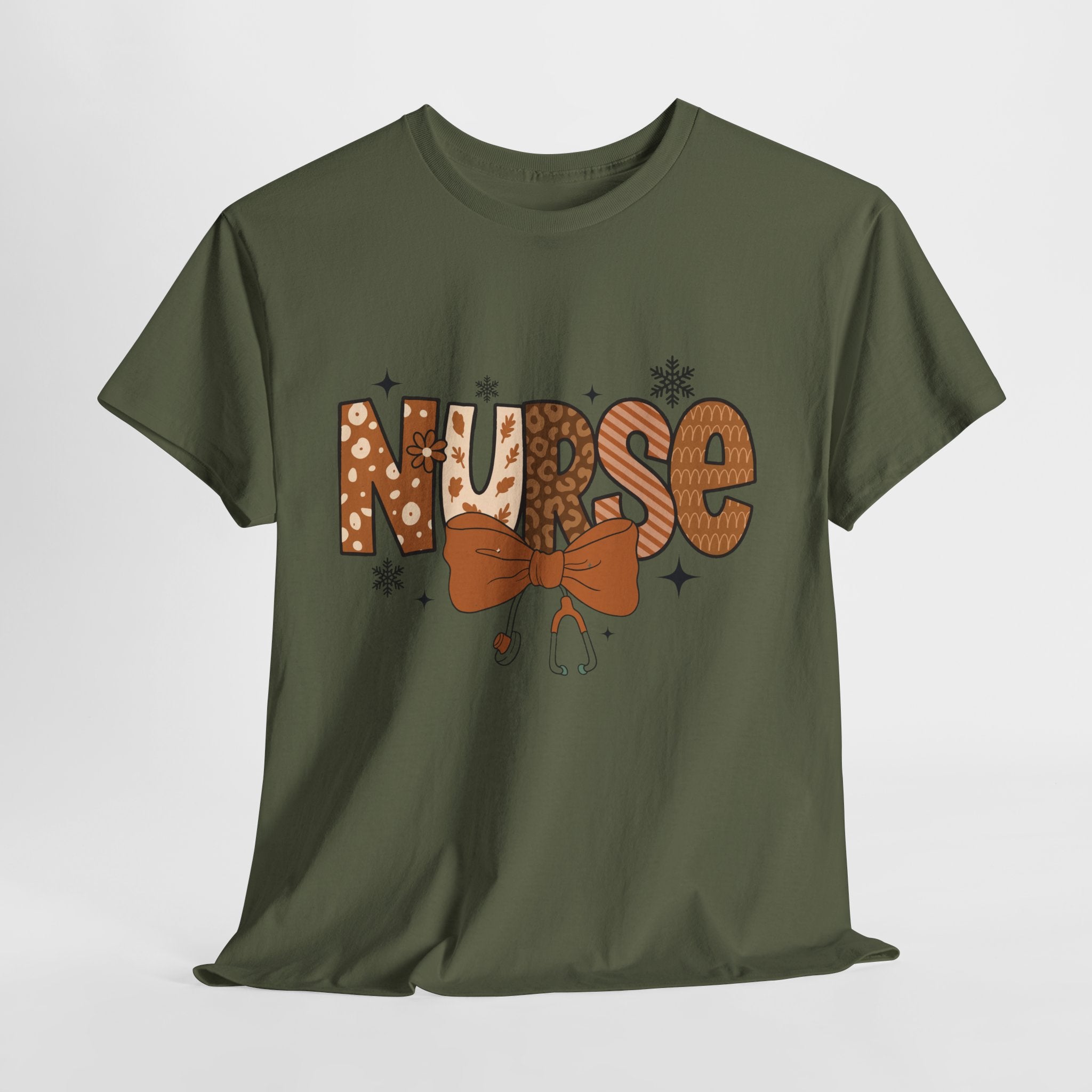 NURSE Fall Stethoscope Tee — Brown Autumn Nurse Unisex CottonT shirt