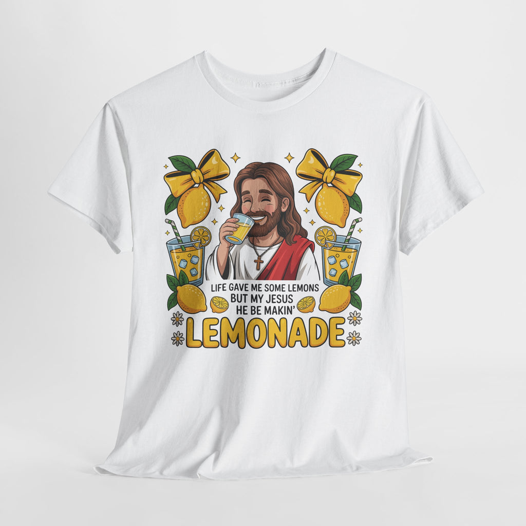 Jesus Drinking Lemonade T-Shirt — "Life Gave Me Some Lemons" Christian Unisex Cotton Tee