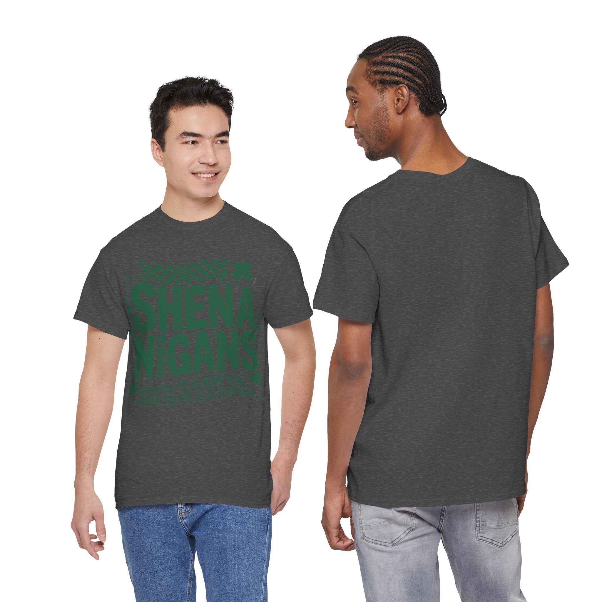 Shenanigans Clover Tee — Bright Green St. Patrick’s Day Shirt with Checkered Flag Unisex Cotton Tee