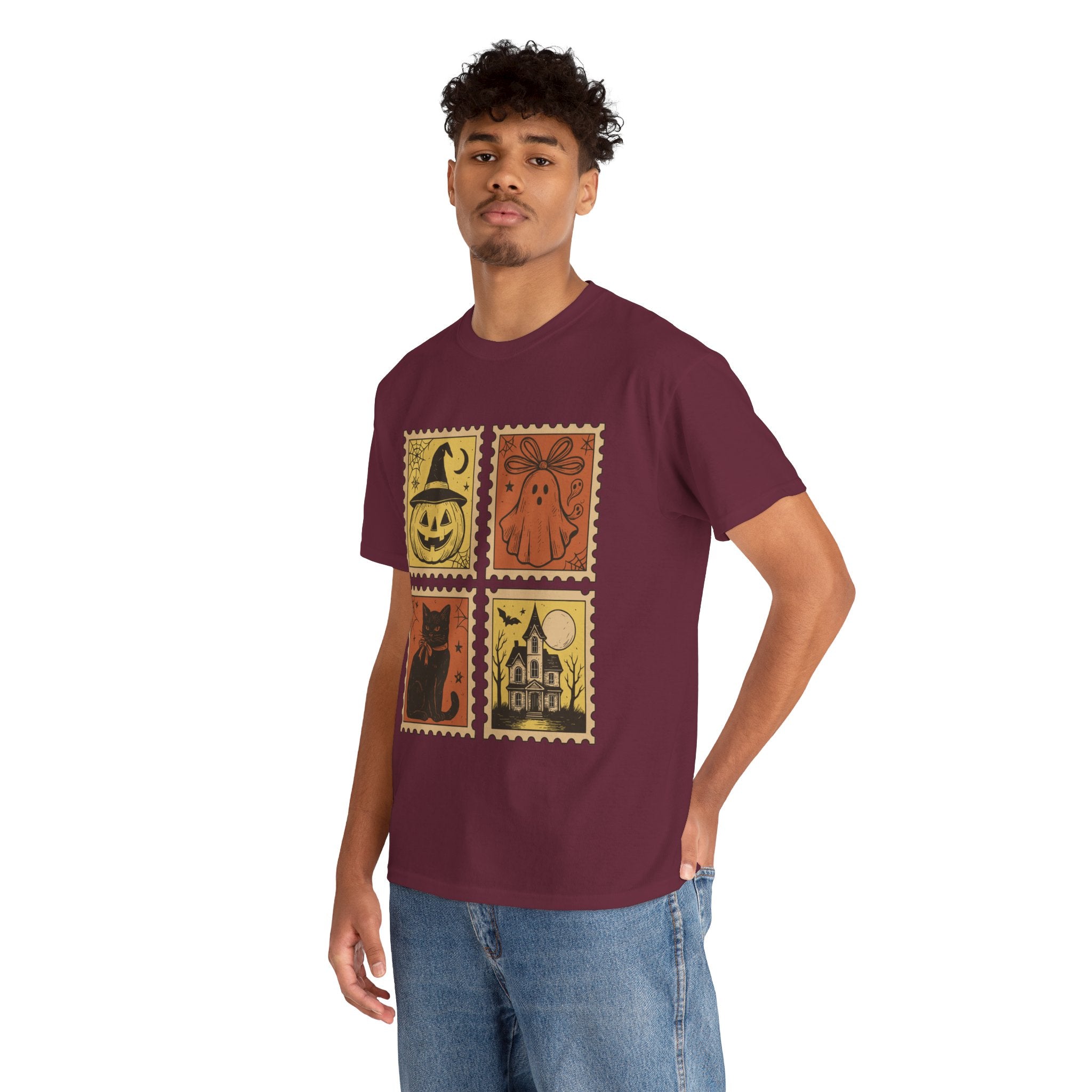 Halloween Stamp Design Unisex Heavy Cotton Tee