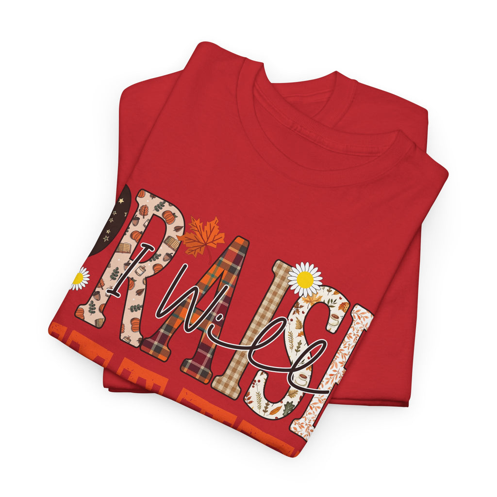 Praise Him In Every Tee — Fall Daisies & Leaf Floral Graphic Unisex Cotton T-Shirt