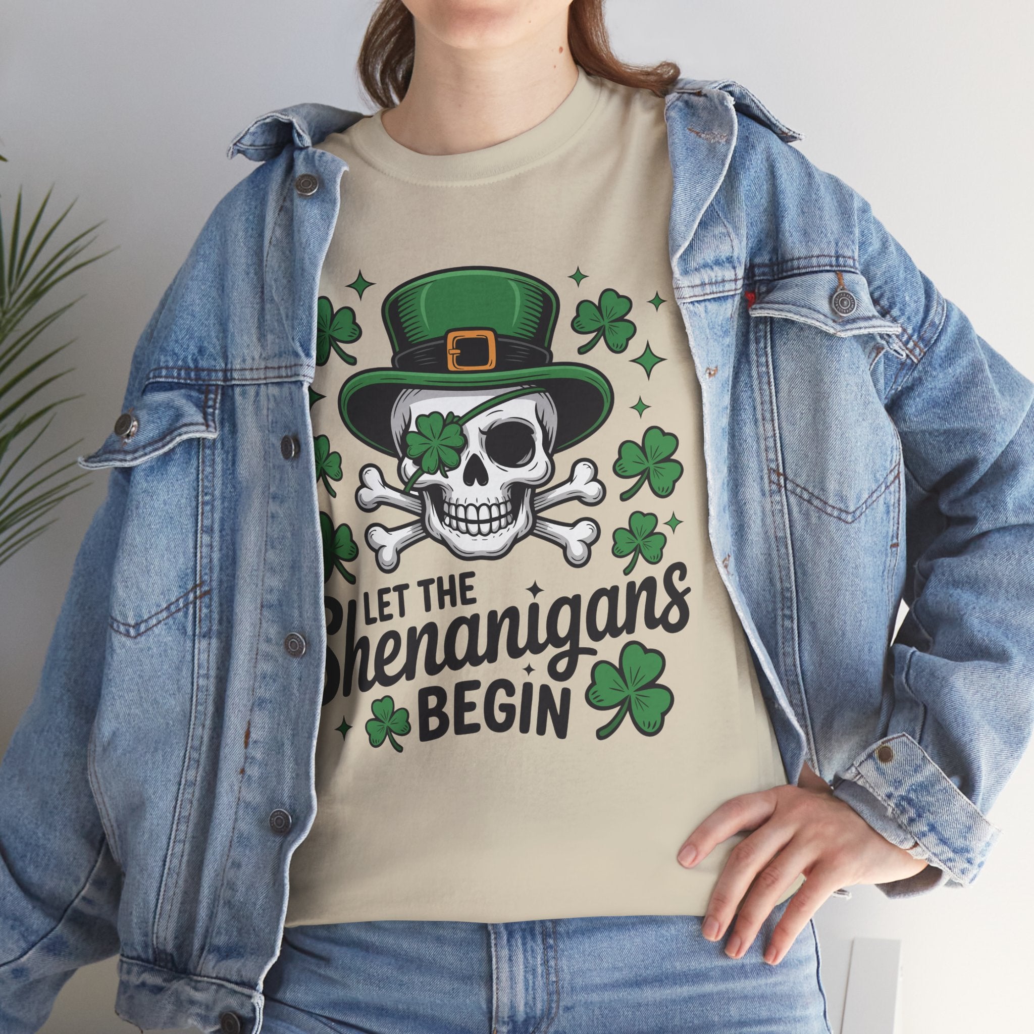 Let the Shenanigans Begin — Leprechaun Skull Unisex Cotton T-Shirt