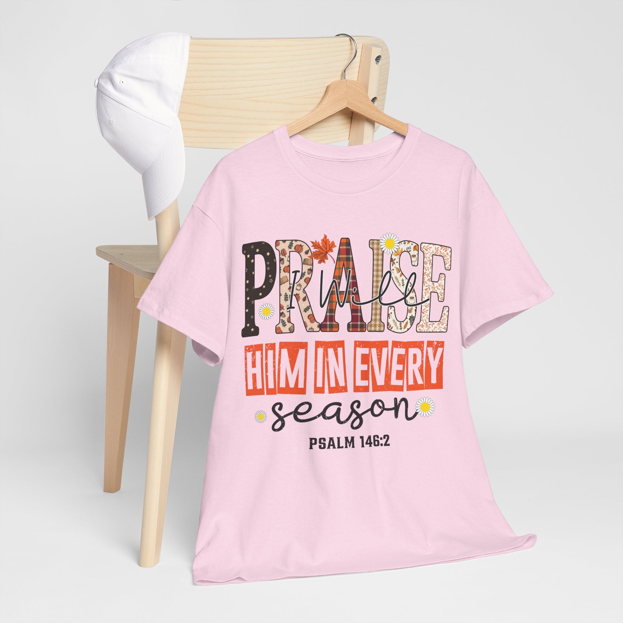 Praise Him In Every Tee — Fall Daisies & Leaf Floral Graphic Unisex Cotton T-Shirt