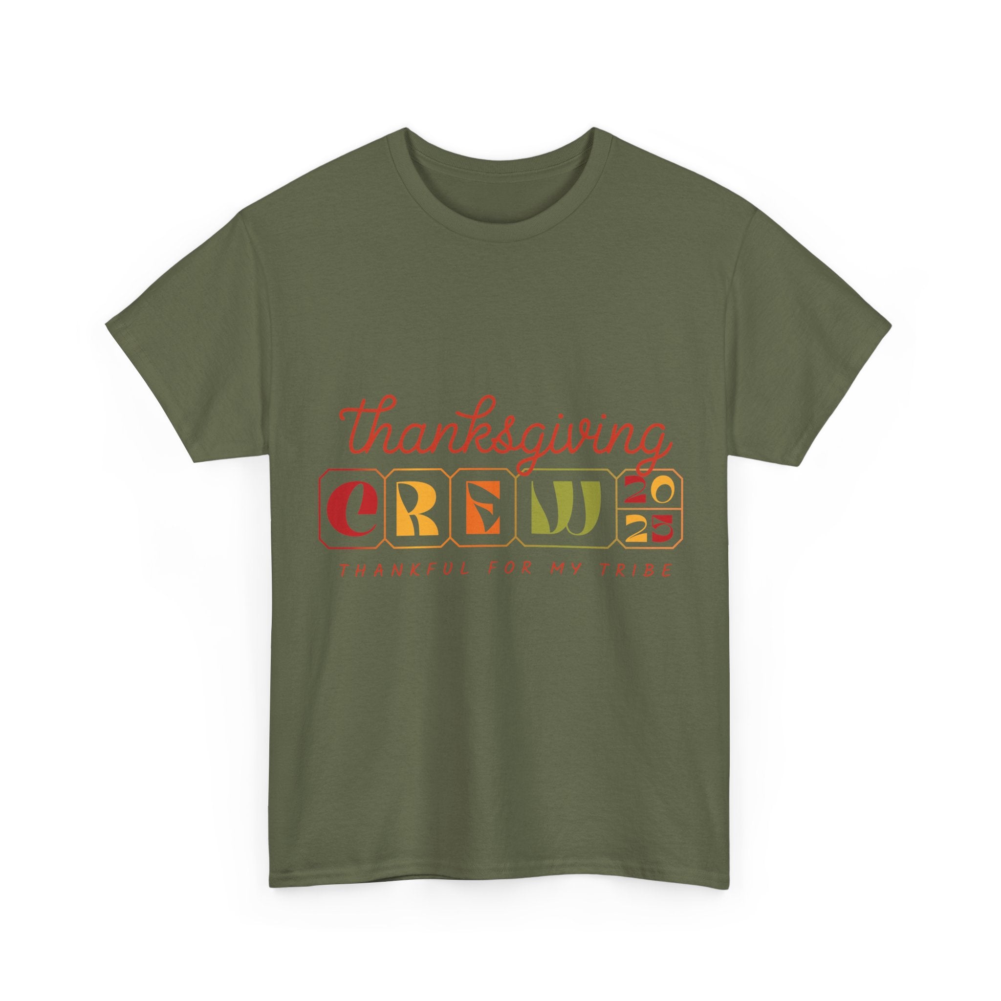 Thanksgiving Crew 2025 Tee — "Thankful for My Tribe" Autumn Holiday Unisex Cotton Tshirt