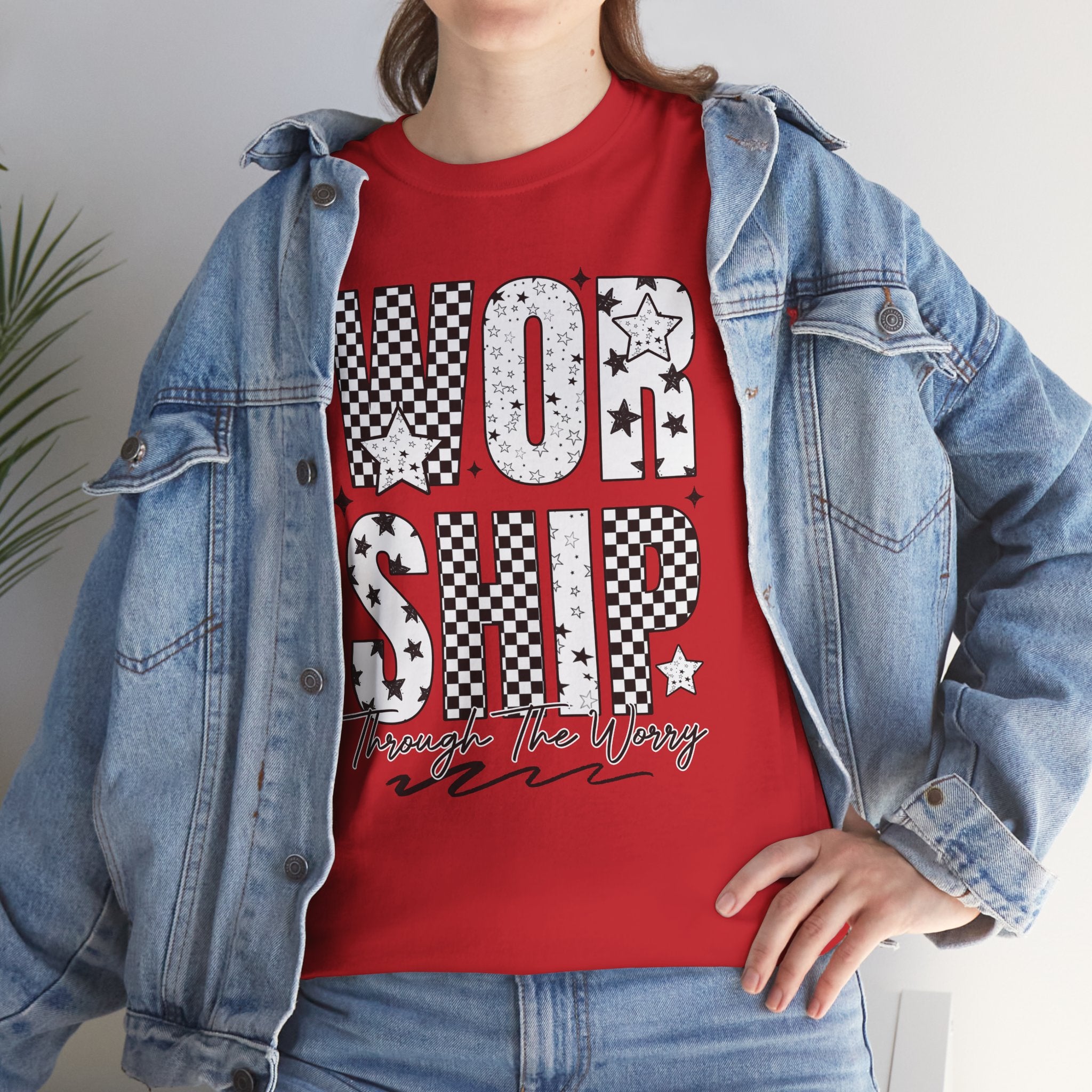 WORSHIP Through The Worry Checkerboard Unisex Cotton Tee