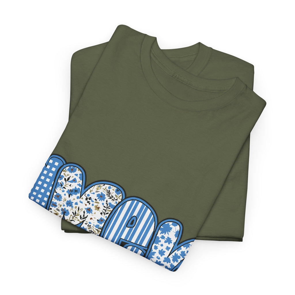 Amen Blue Floral Tee — Decorative Floral Lettering Christian Shirt Unisex Cotton Tee