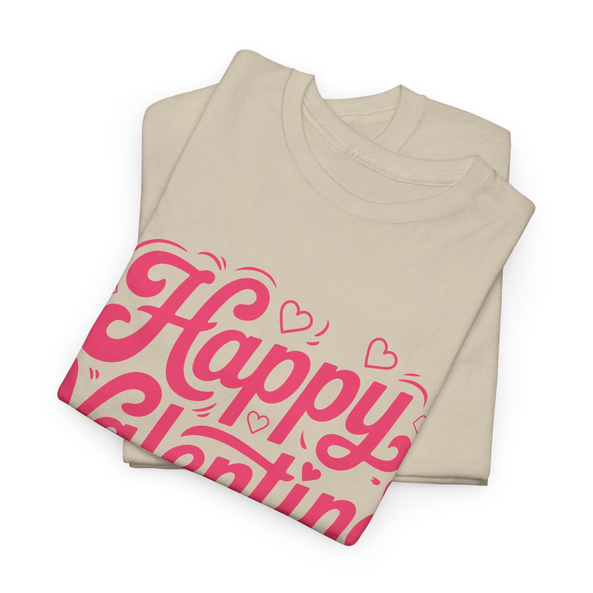 Happy Valentine Day Tee — Pink Heart & Love Icons Valentine's Unisex Cotton Shirt
